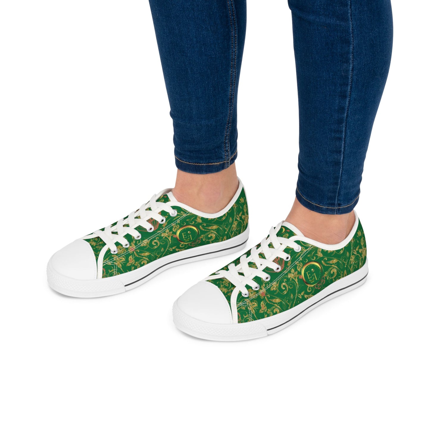 Ladies Bohemian Butterfly | Green | White Sole LowTops