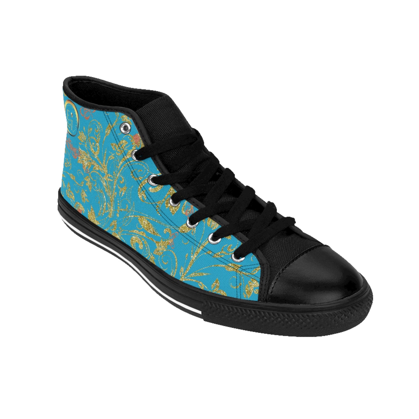 Bohemian Butterfly | Turquoise | Black Sole HighTop Sneakers