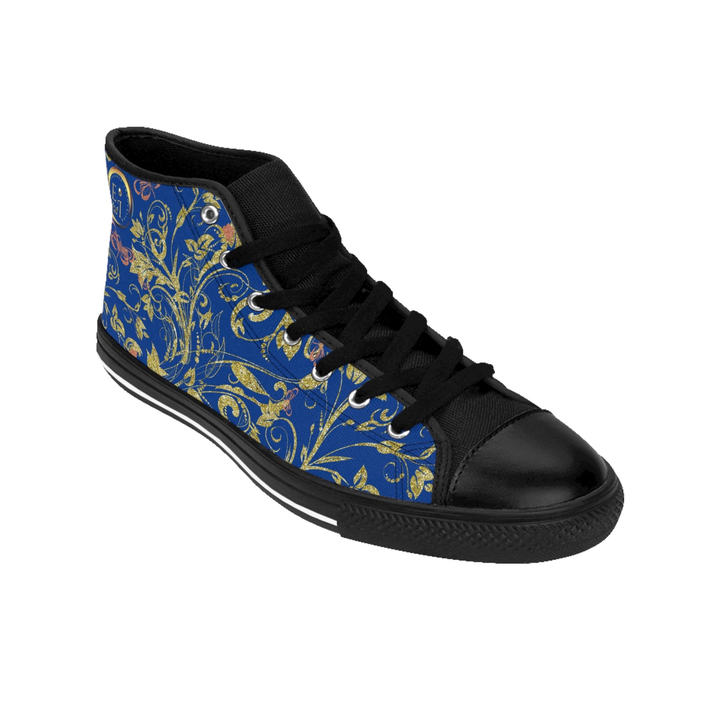 Bohemian Butterfly | Dark Blue | Black Sole HighTop Sneakers