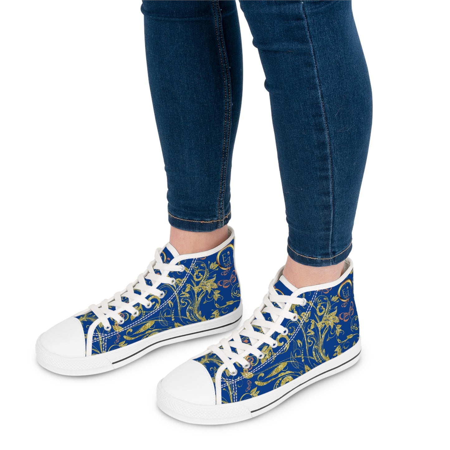 Ladies Bohemian Butterfly | Dark Blue | White Sole HighTops