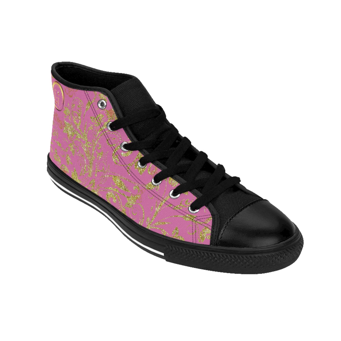 Bohemian Butterfly | Light Pink | Black Sole HighTop Sneakers