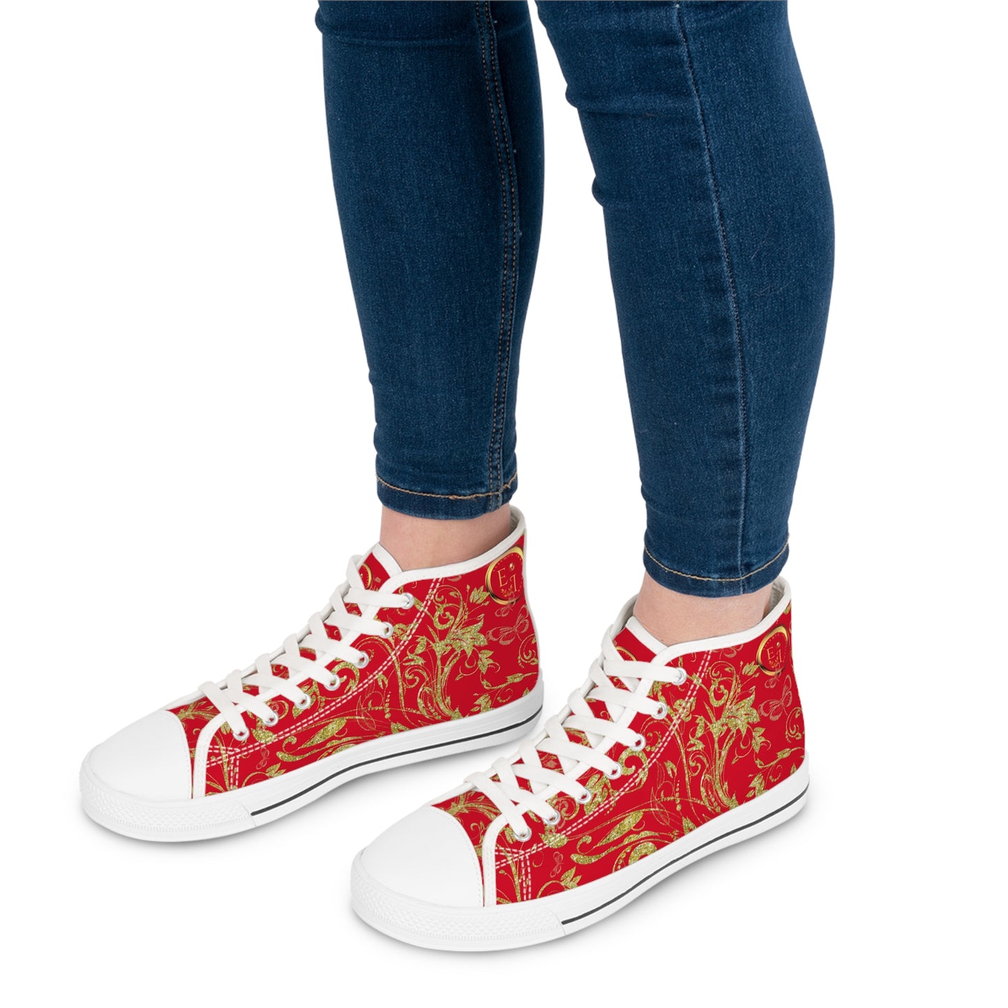 Ladies Bohemian Butterfly | Dark Red | White Sole HighTops
