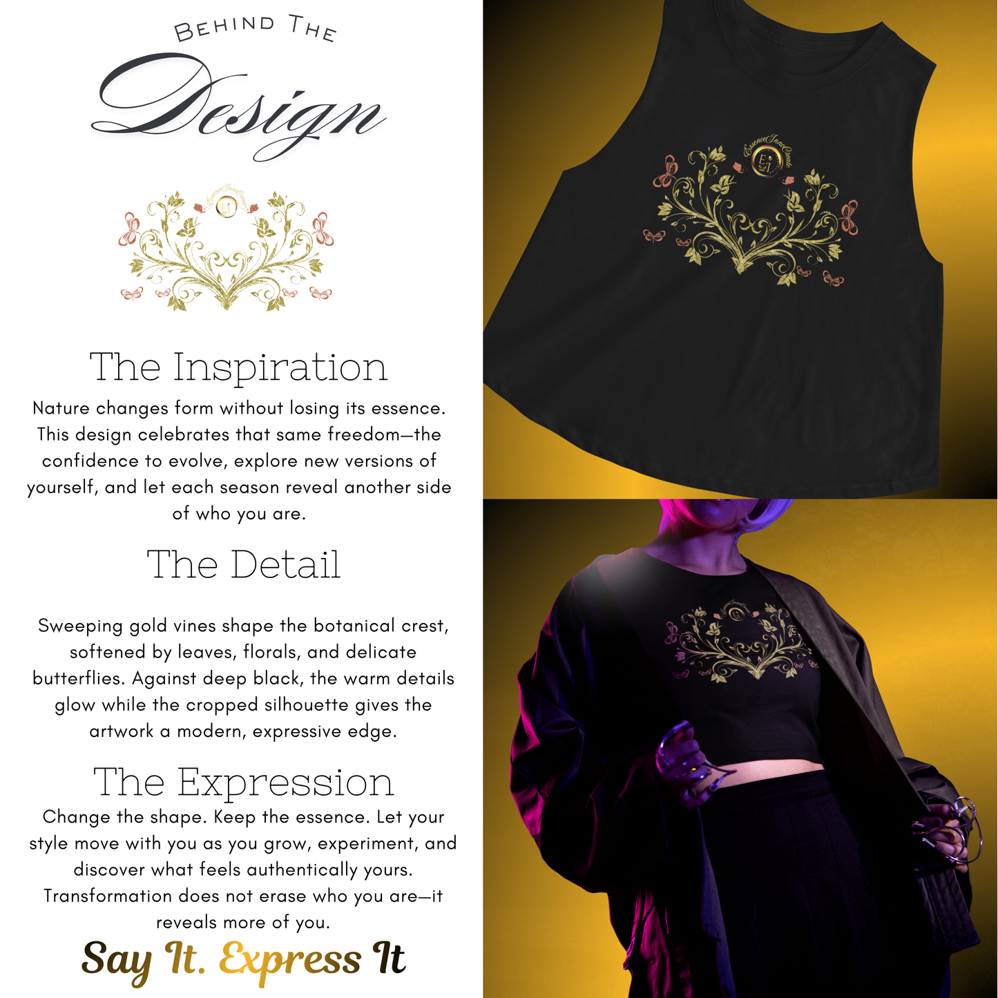 Botanical Crest Racerback Tank – Floral Activewear Top