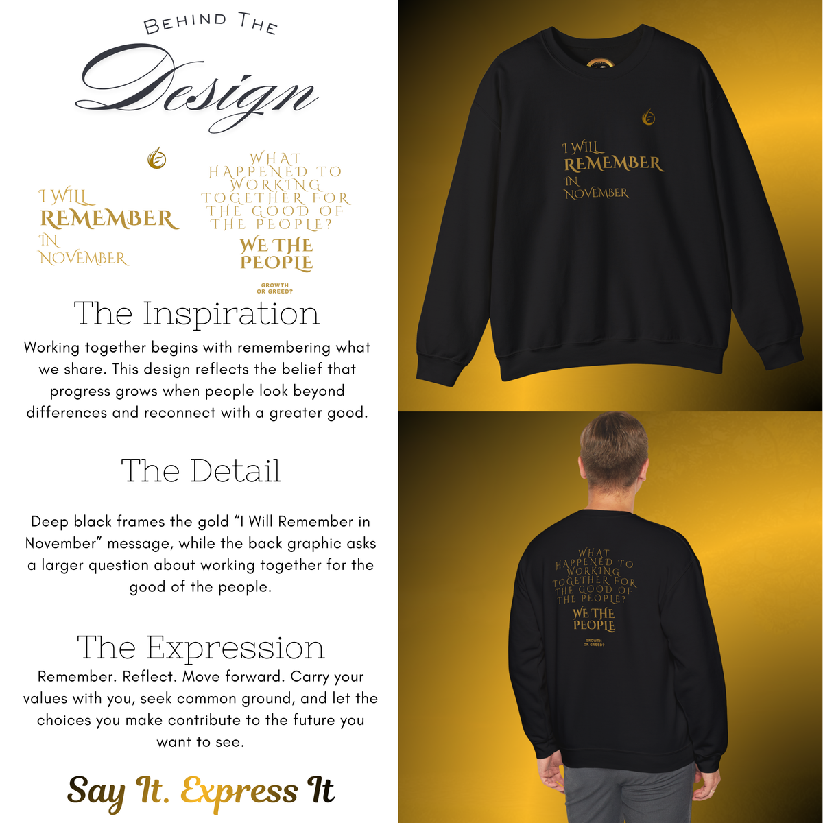 Quiet Resolve Crewneck Sweatshirt – Reflective Graphic Pullover