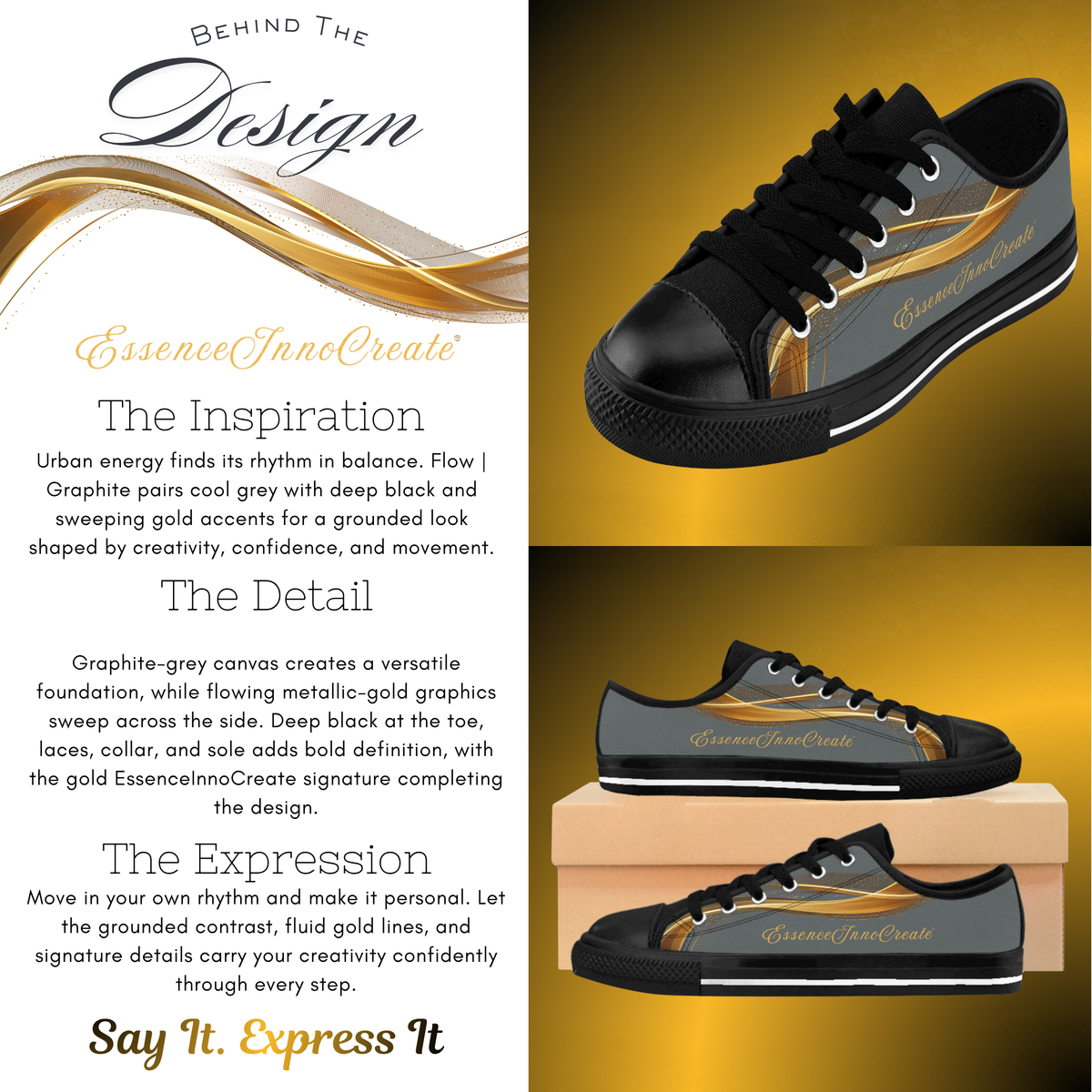 Steel Grey Lowtops | EssenceInnoCreate Flow Sneakers