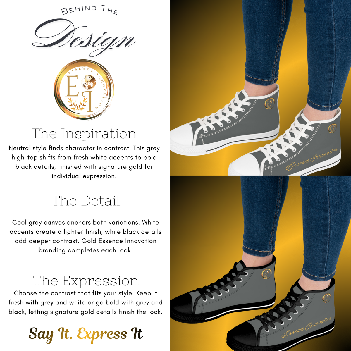 Essence Innovation Classic Edition High-Top Sneakers | Steel Grey
