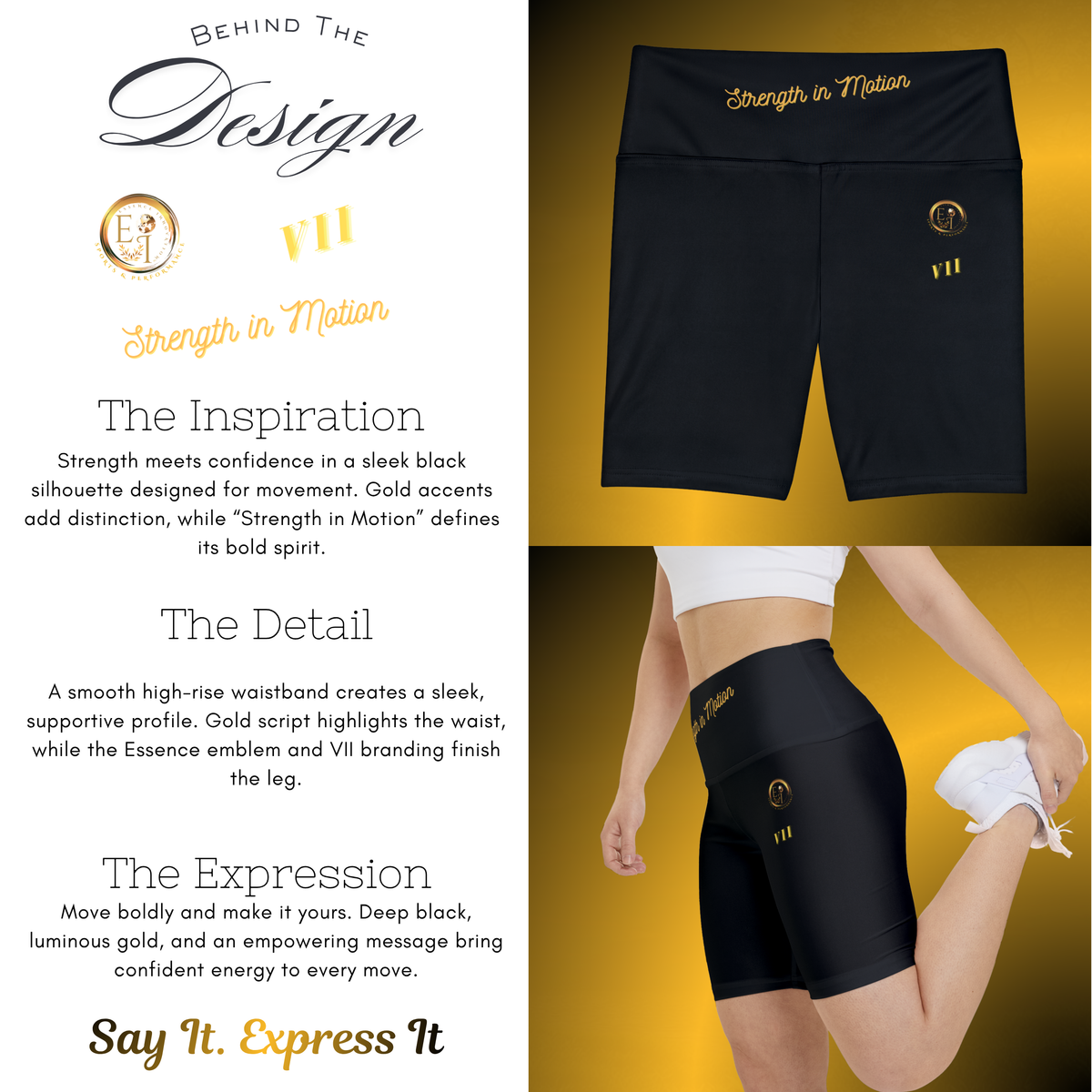 Strength In Motion VII Black Compression Workout Shorts