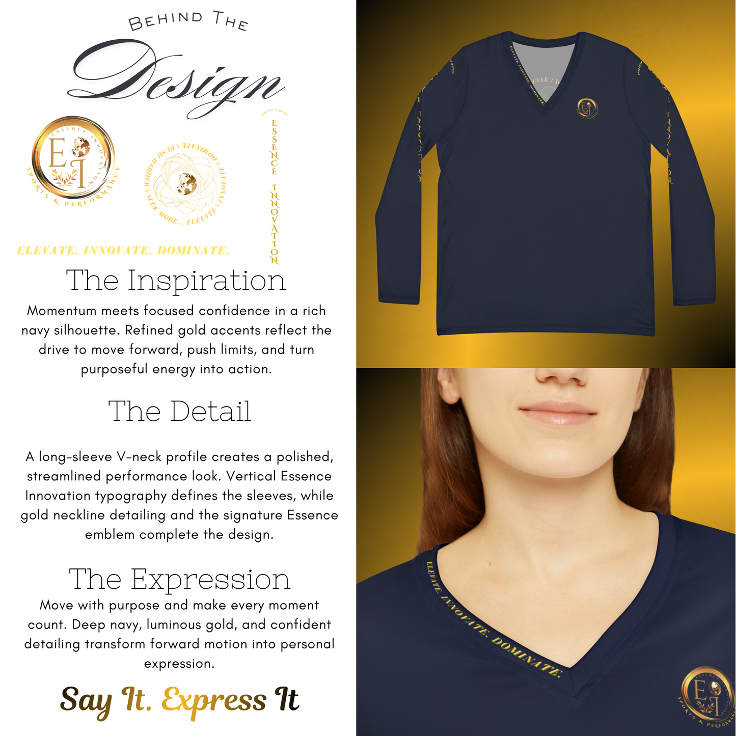 Momentum Performance V-Neck Navy VIII
