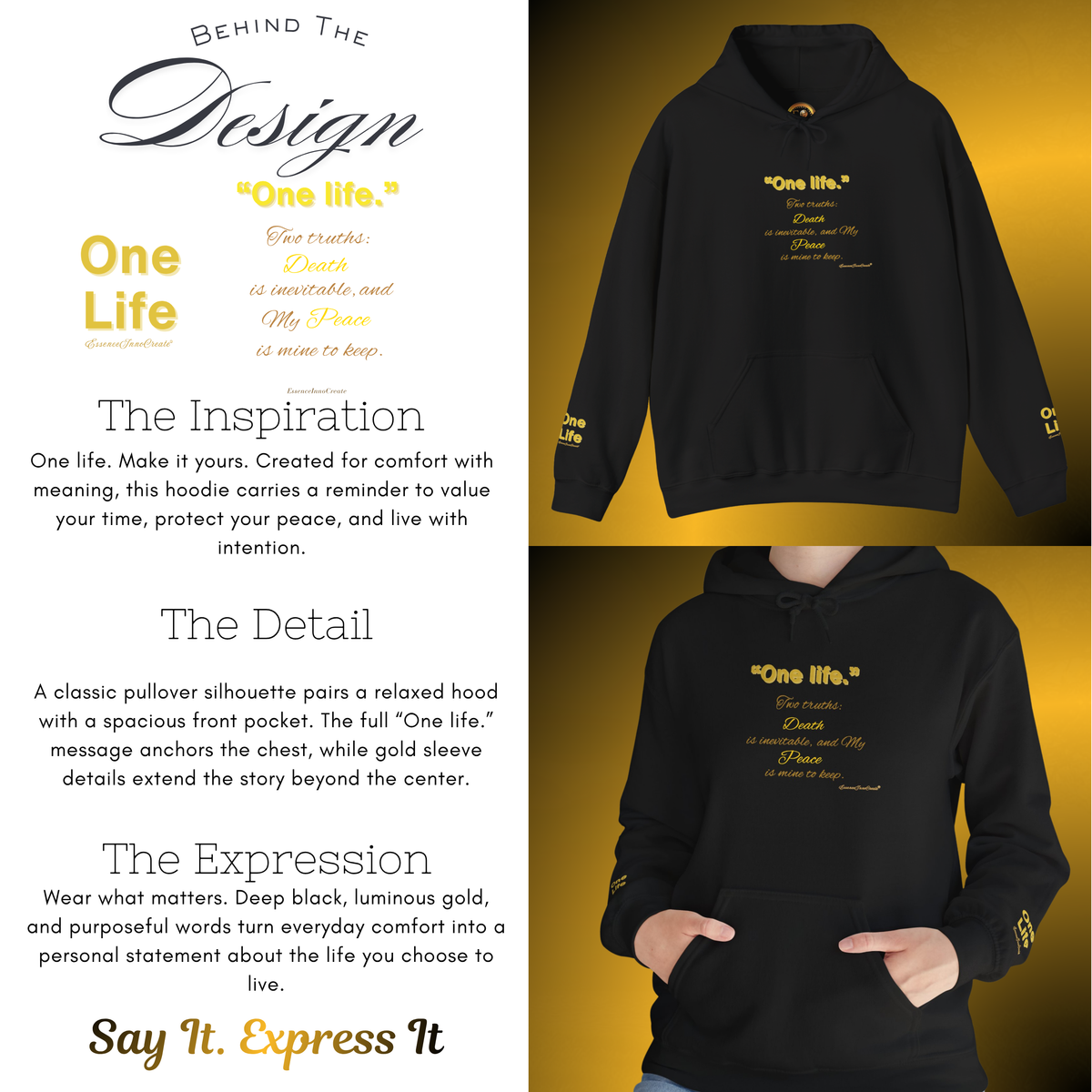 EssenceInnoCreate One Life Two Truths Hoodie | Pullover Sweatshirt