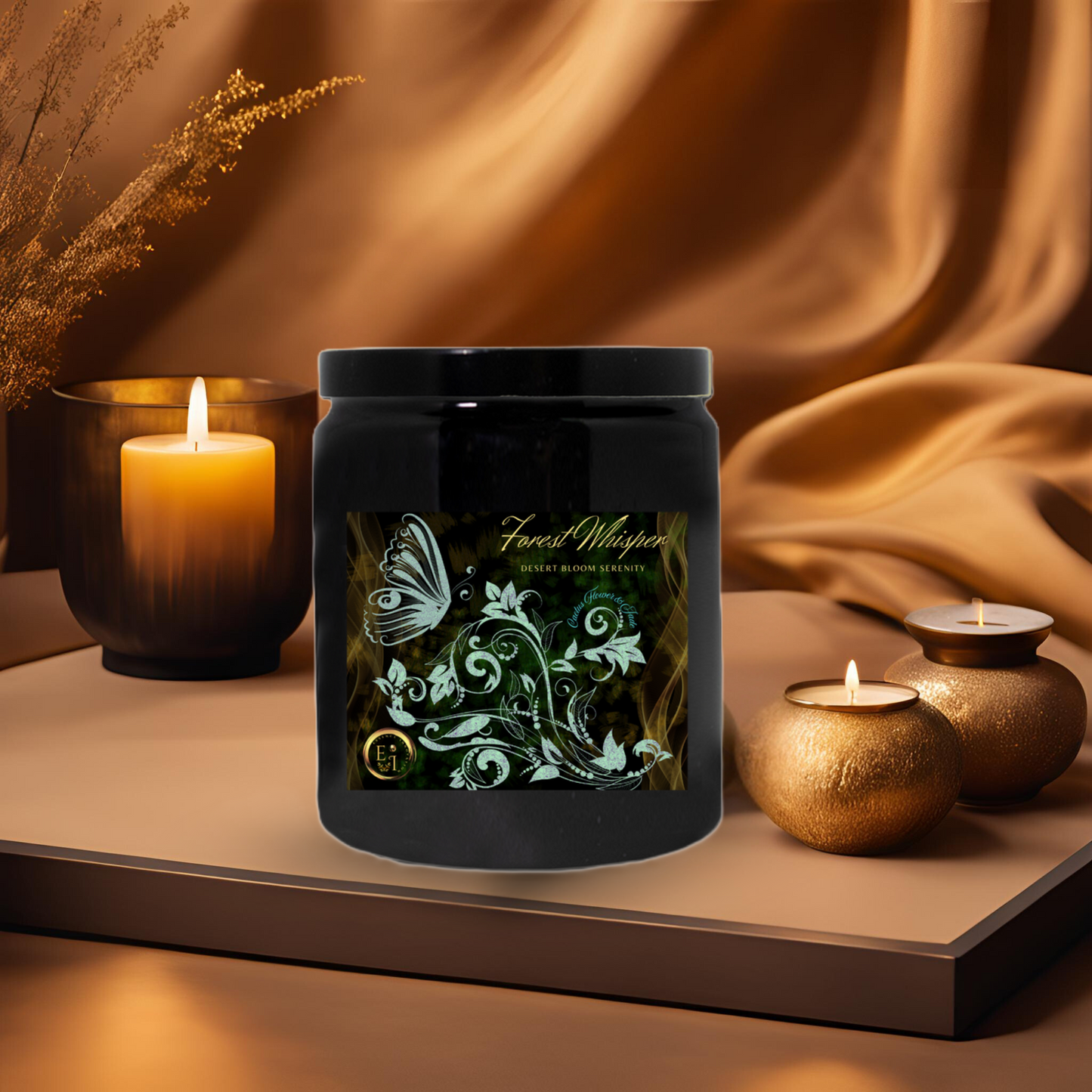 Forest Whisper Desert Serenity | Cactus Flower + Jade | Ceramic Candle
