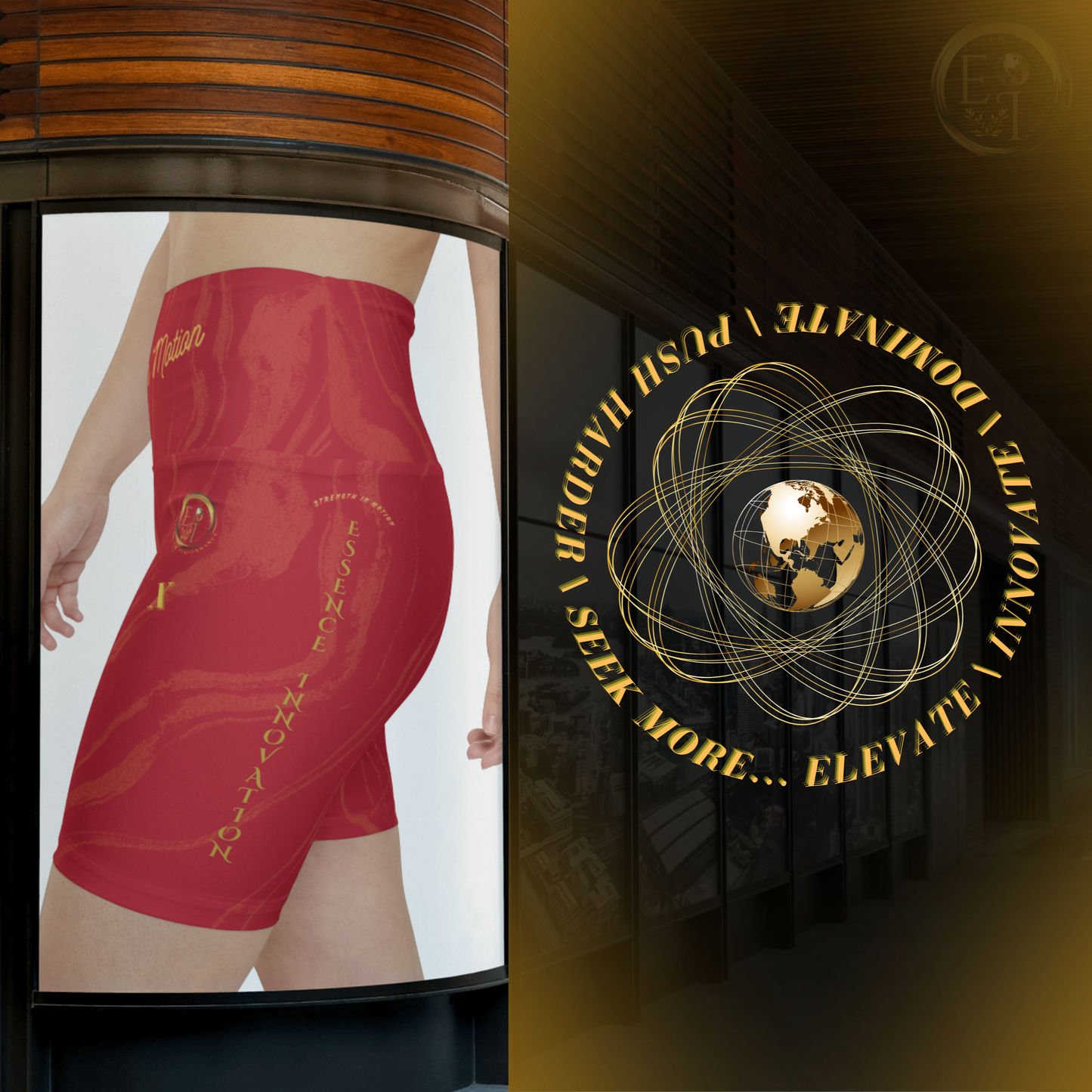 Stripes In Motion X | Ladies Workout Shorts | Dark Red