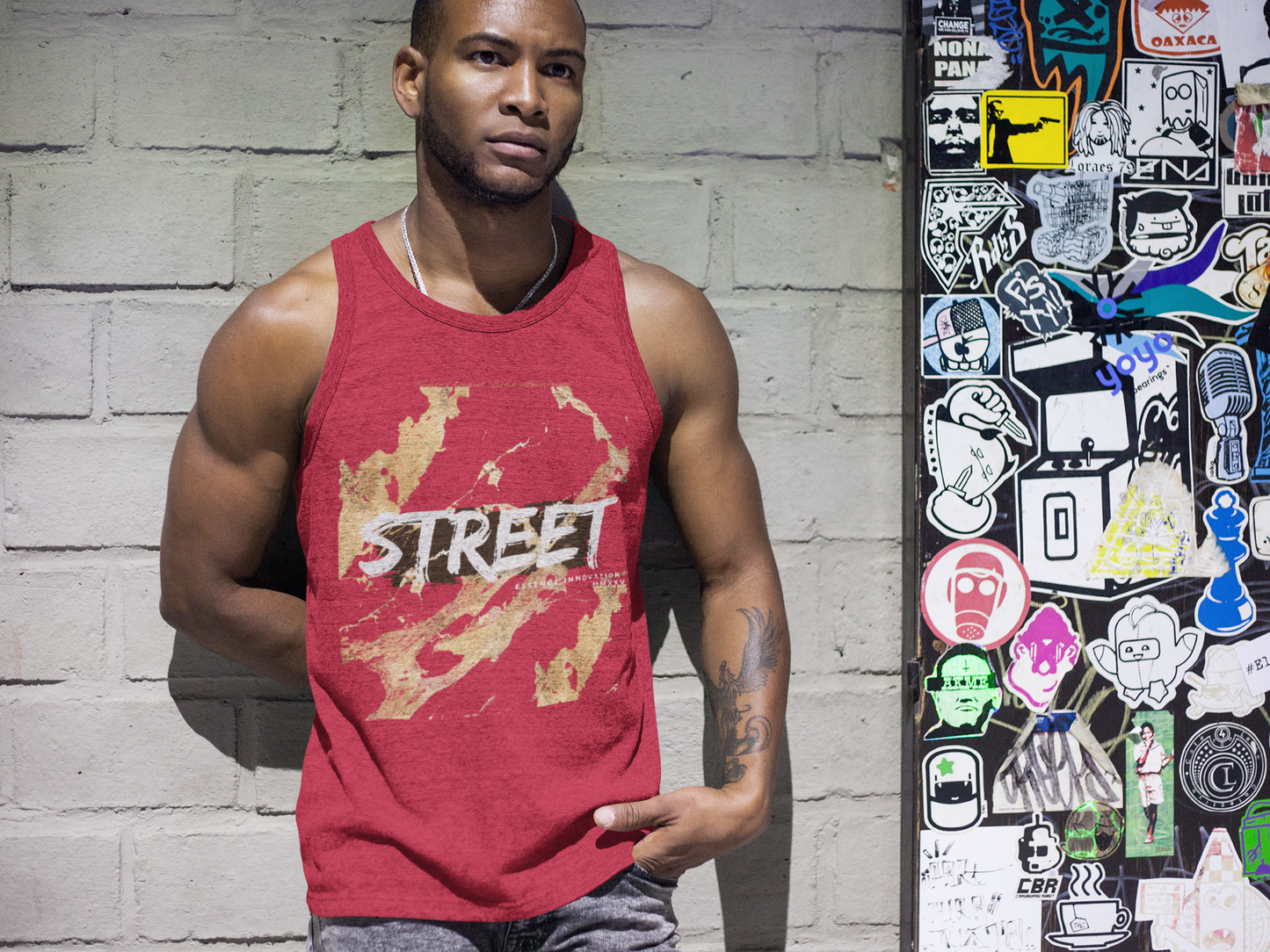 STREET Gold Graffiti X | Unisex Tank Top | Dark Red