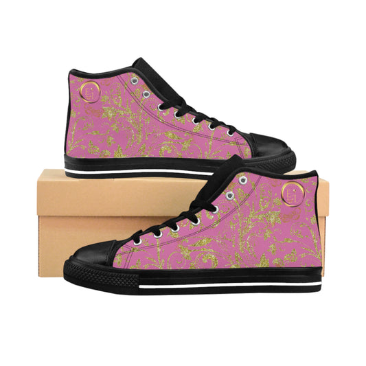 Bohemian Butterfly | Light Pink | Black Sole HighTop Sneakers