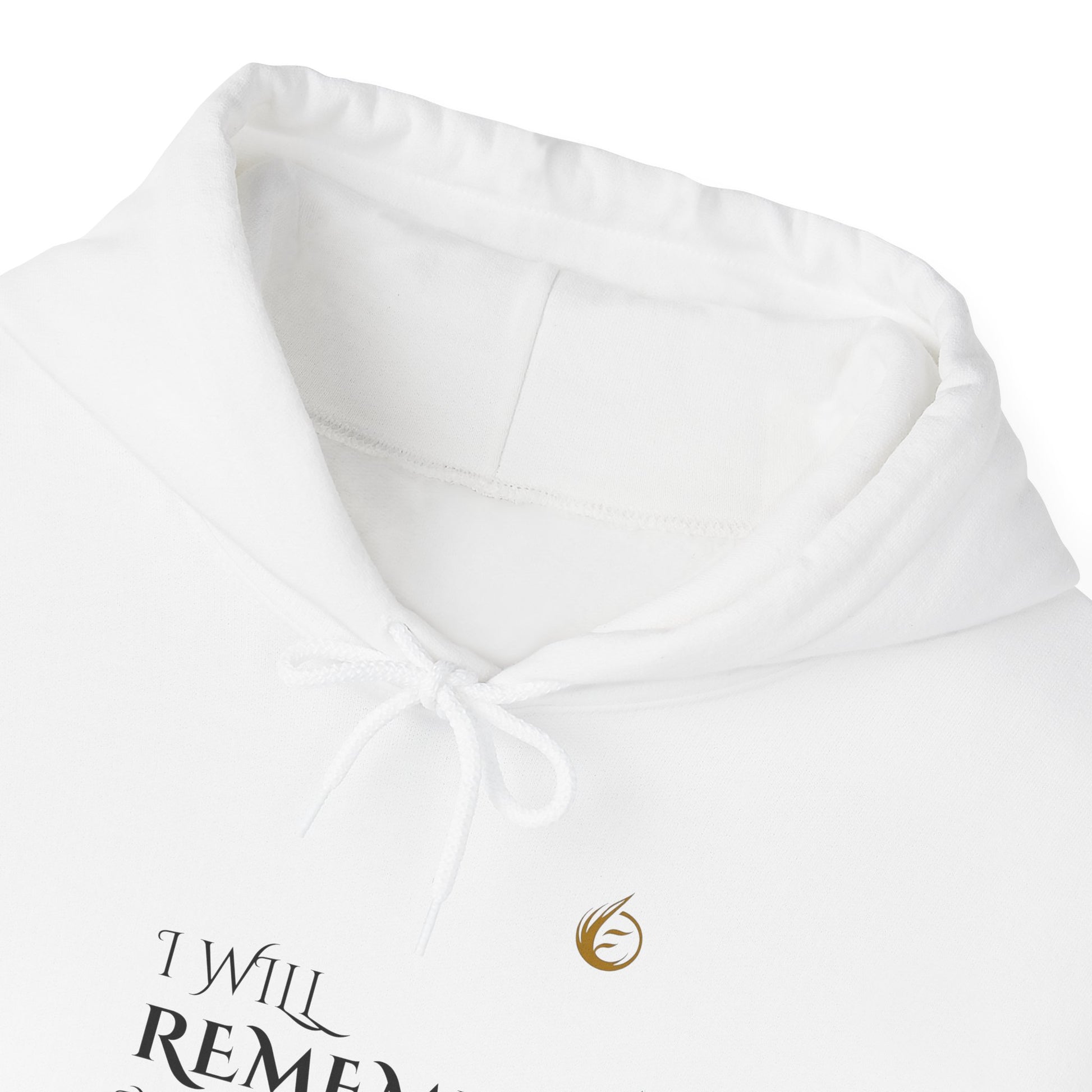 White EssenceInnoCreate Quiet Resolve hoodie with text and logo on a white background