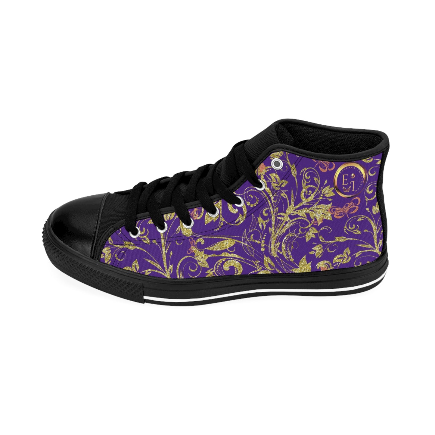 Bohemian Butterfly | Purple | Black Sole HighTop Sneakers