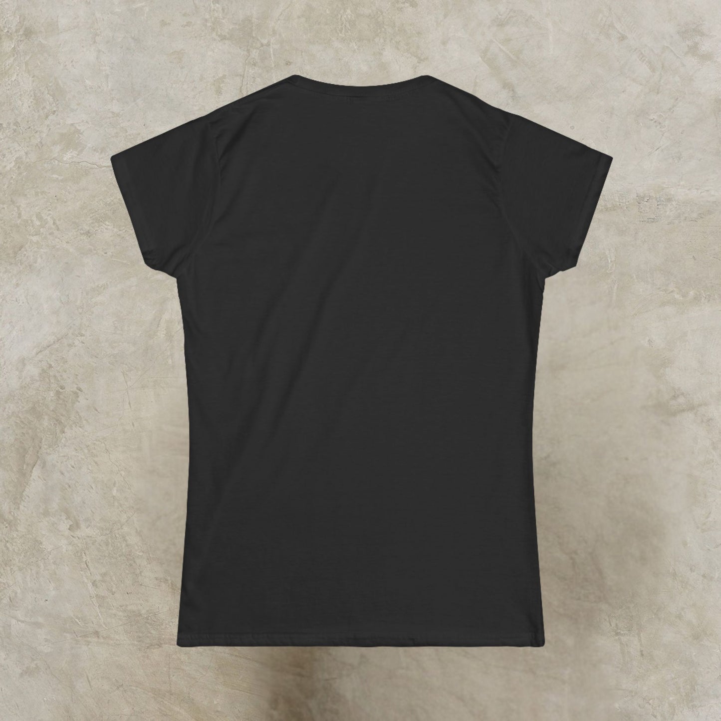 Navy blue Essence Innovation 'Design Meets Soul' t-shirt on a beige textured background