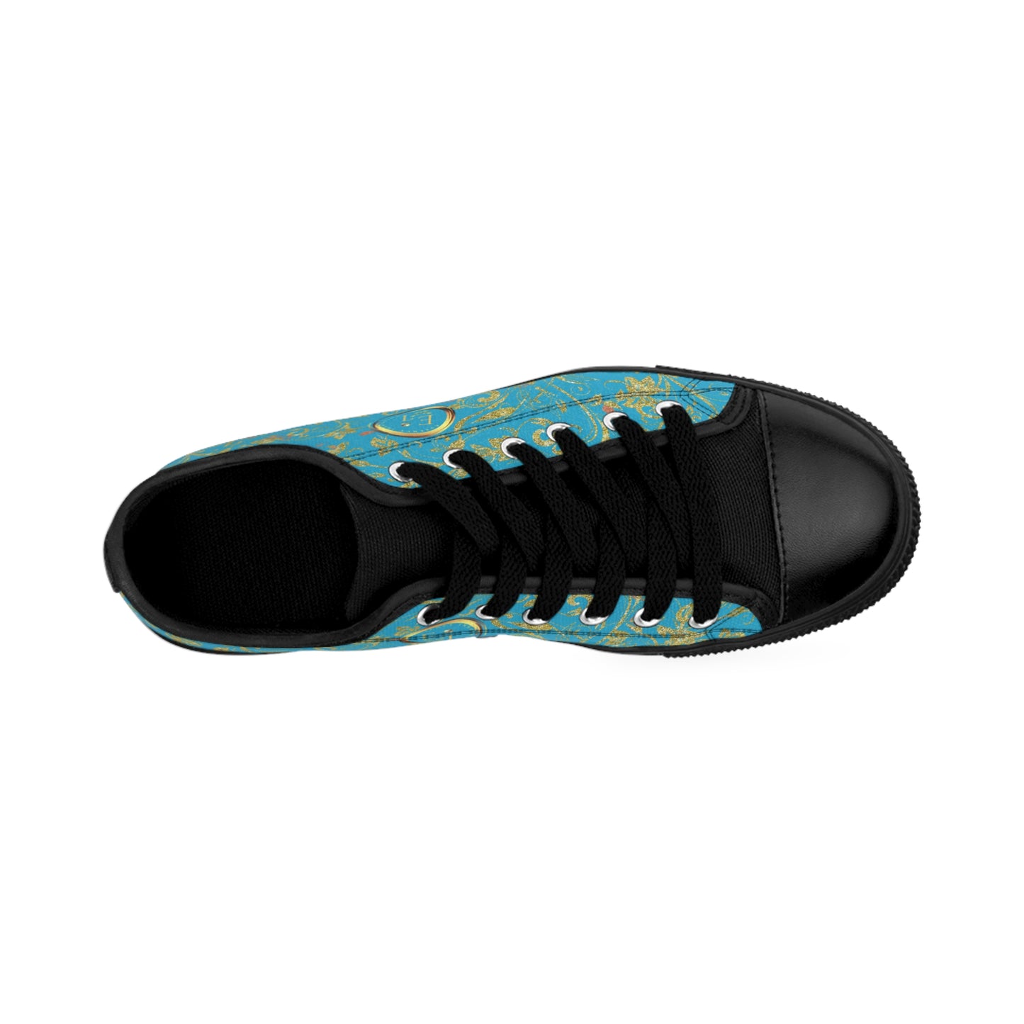 Bohemian Butterfly | Turquoise | Black Sole LowTop Sneakers