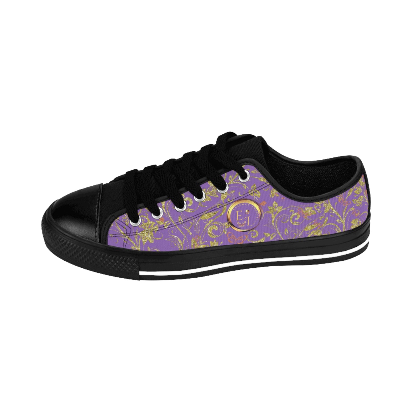 Bohemian Butterfly | Light Purple | Black Sole LowTop Sneakers