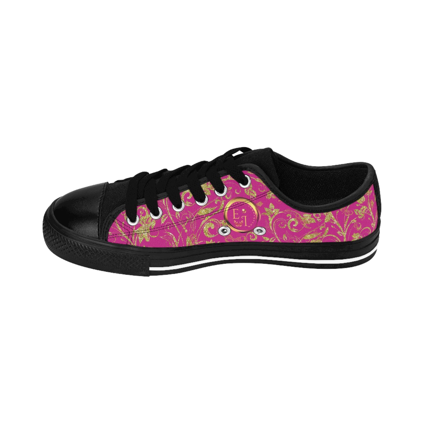 Bohemian Butterfly | Pink | Black Sole LowTop Sneakers