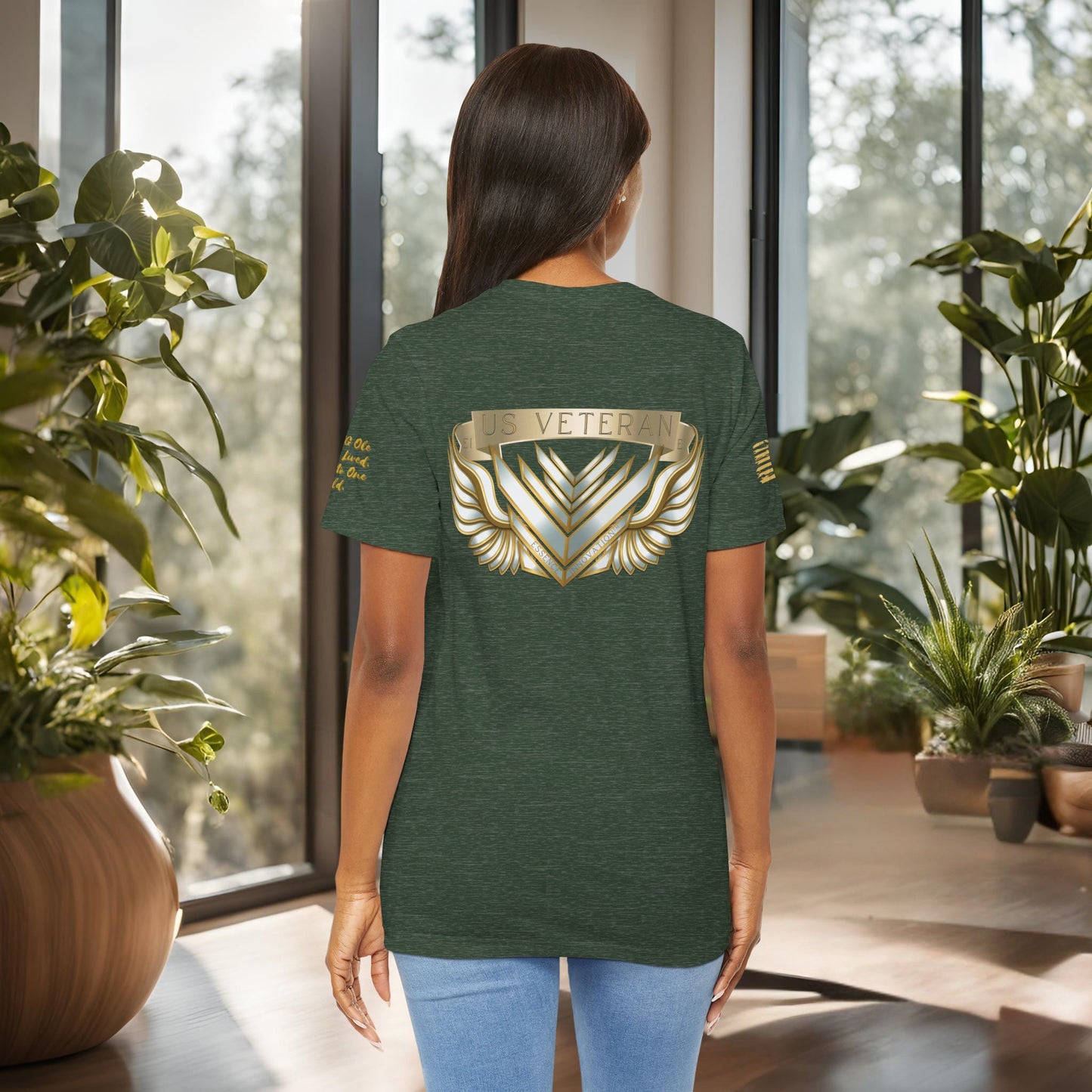 Essence Forest Veteran Tee – Deep Green Tribute Shirt