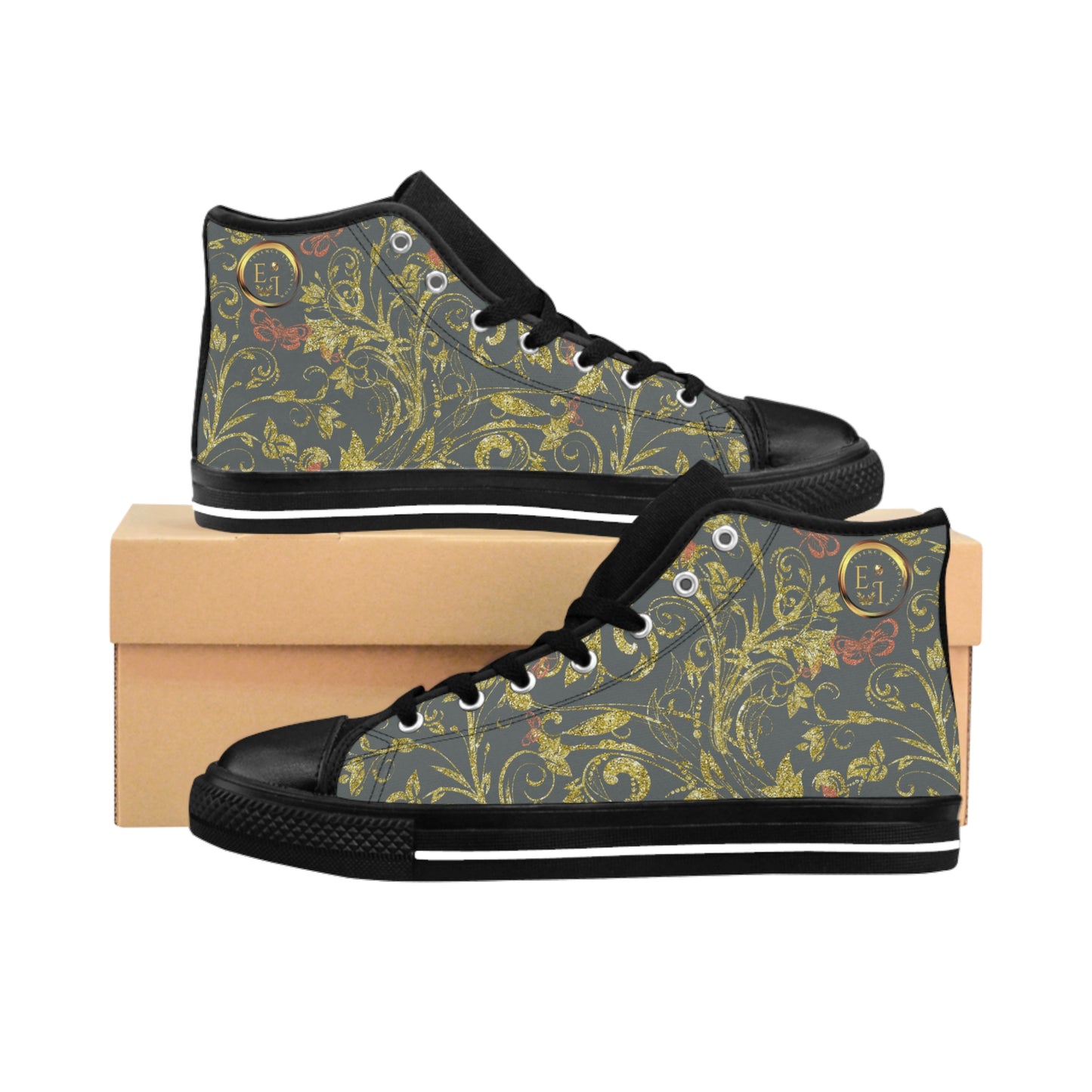 Bohemian Butterfly Hightops VIII | Black Sole | Dark Grey