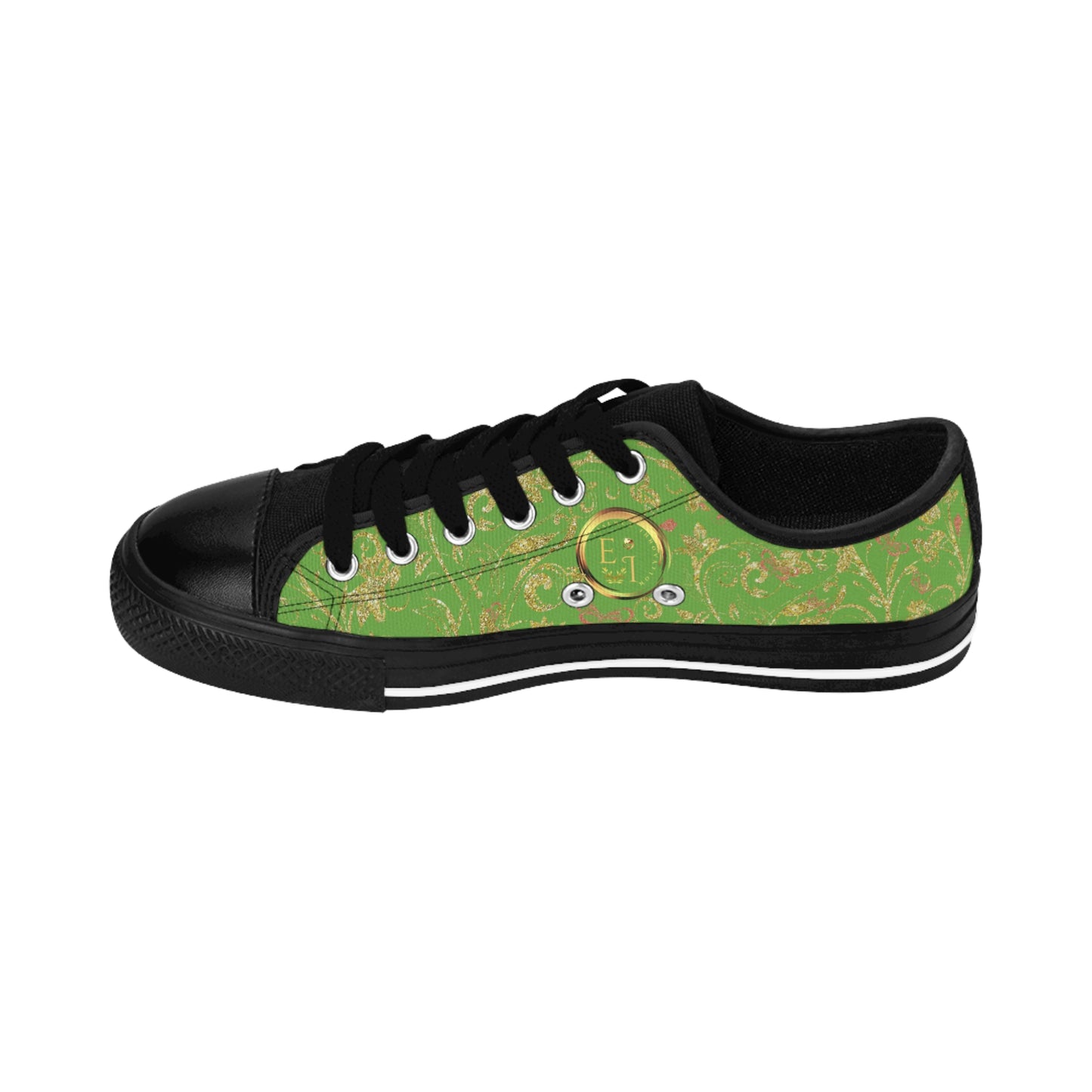 Bohemian Butterfly | Light Green | Black Sole LowTop Sneakers