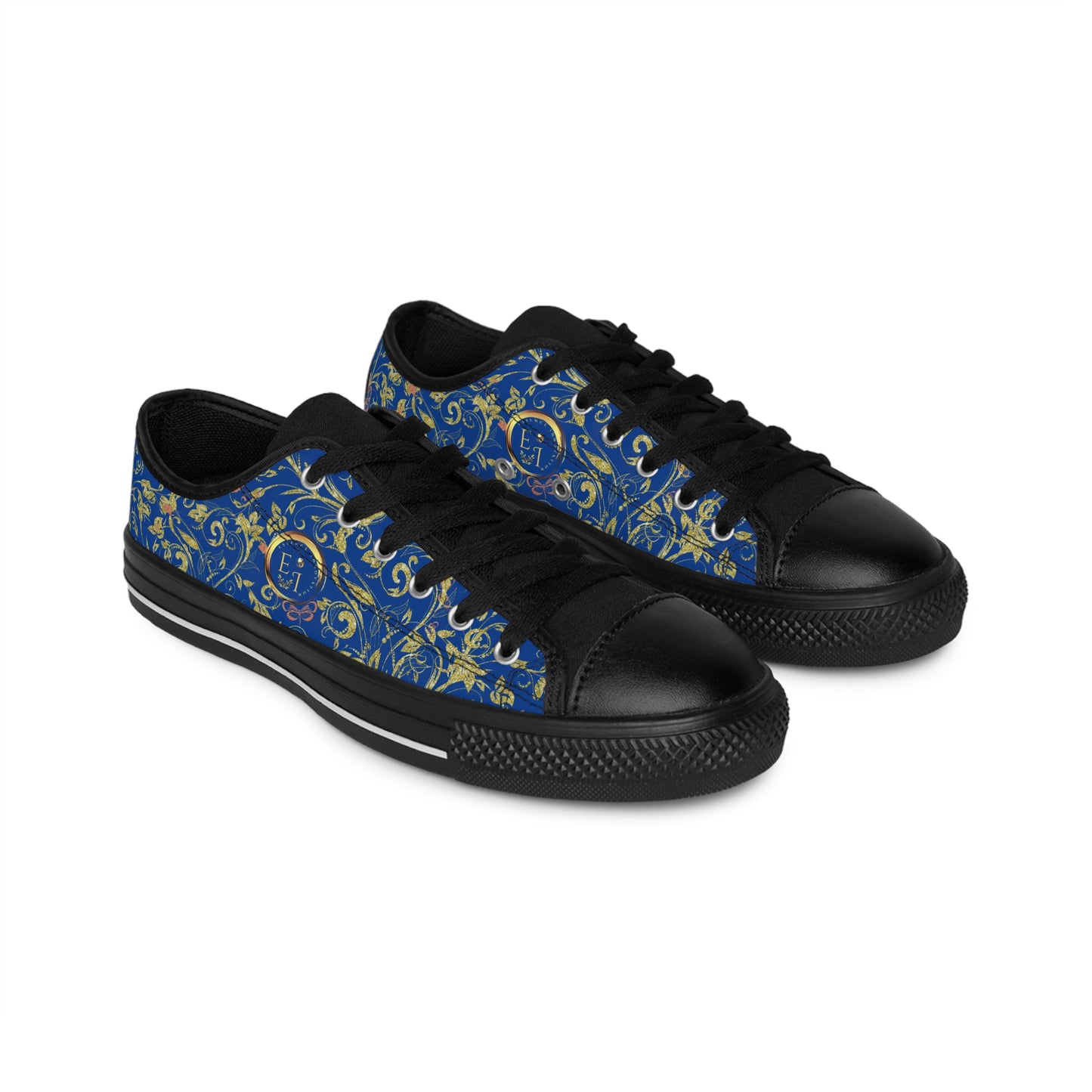 Bohemian Butterfly | Dark Blue | Black Sole LowTop Sneakers