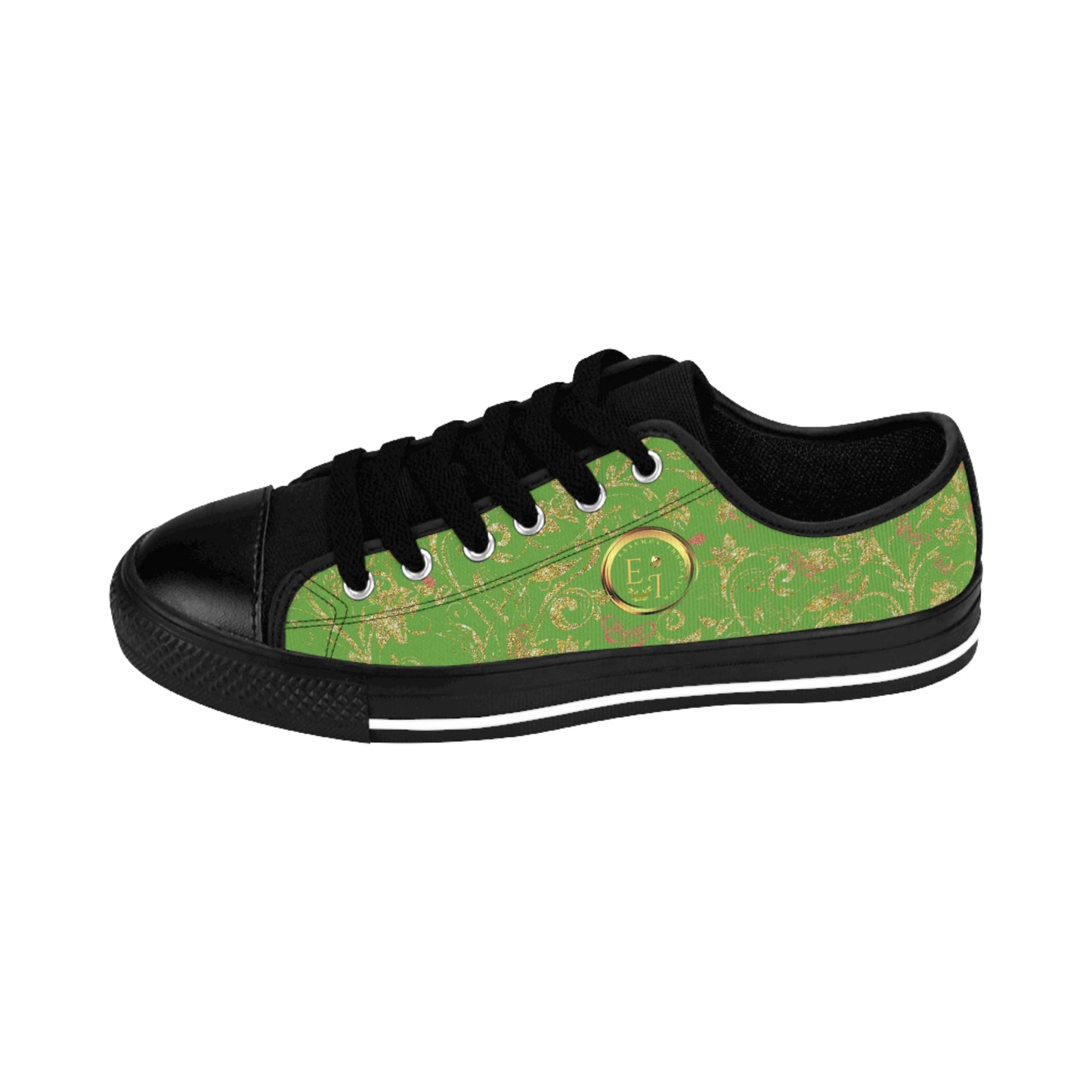 Bohemian Butterfly | Light Green | Black Sole LowTop Sneakers