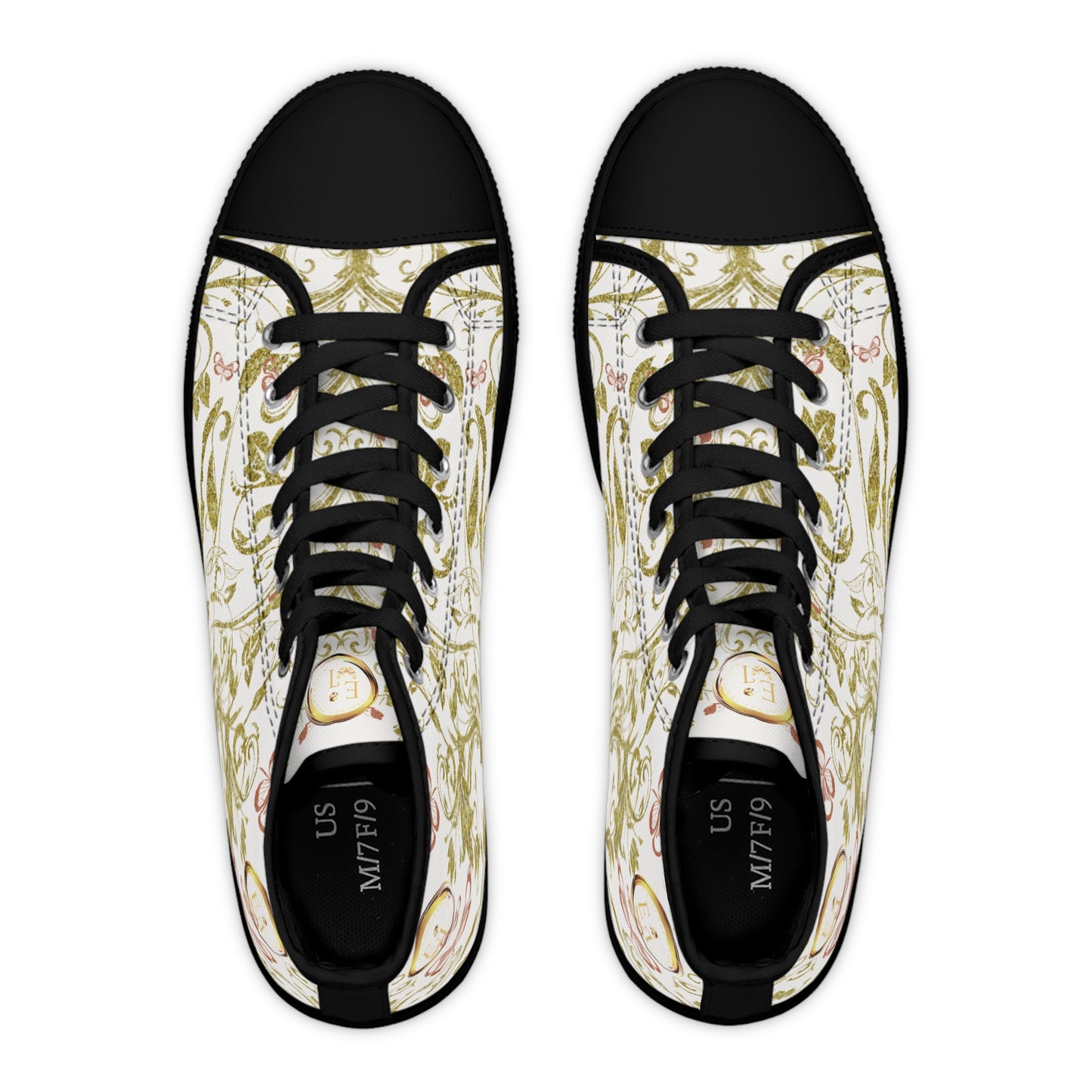 Bohemian Butterfly Heart | White | Black Sole HighTop Sneakers
