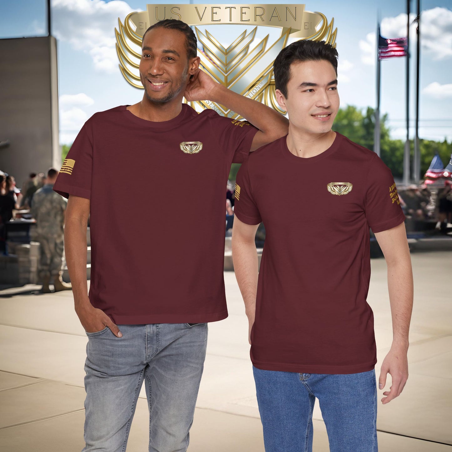Essence Maroon Veteran Tee – Bold Patriotic T-Shirt