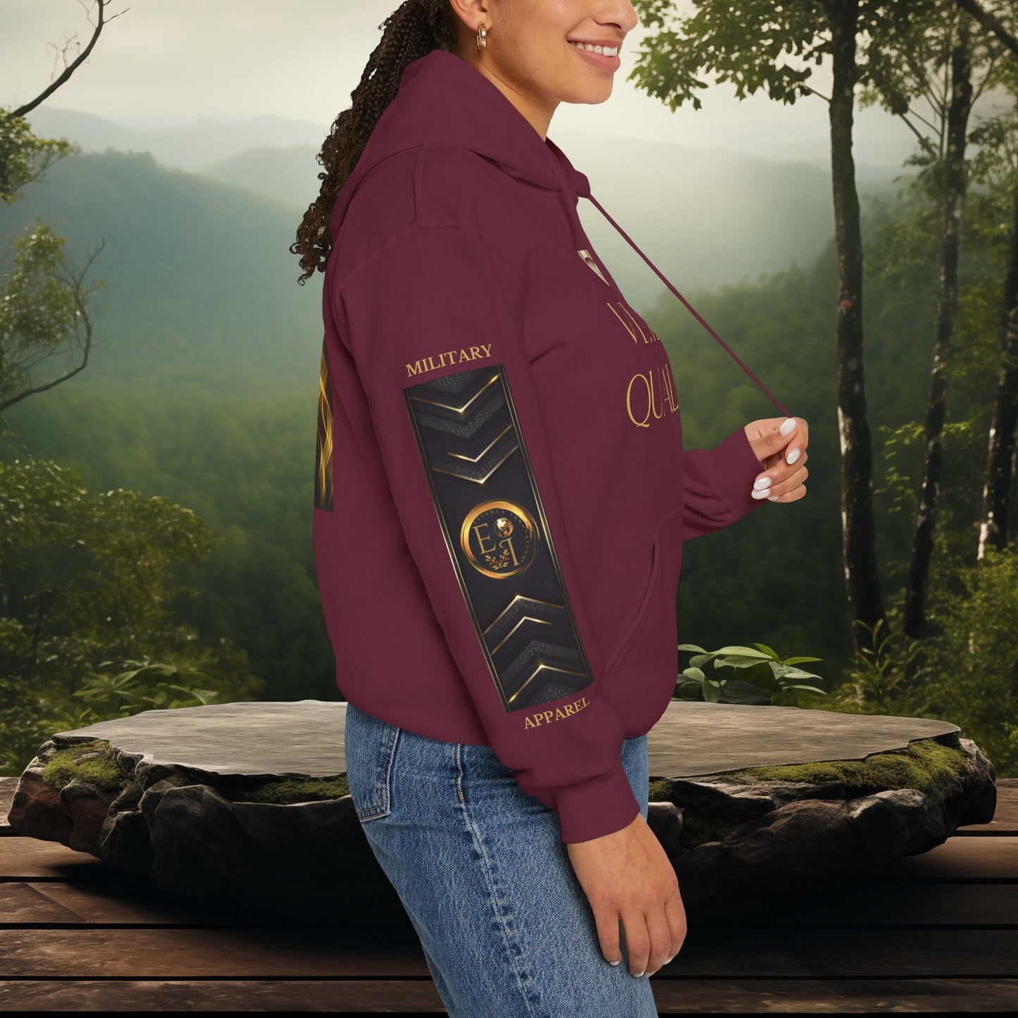Veteran Qualities Leader Five | Maroon Hoodie | Military & Service Tribute