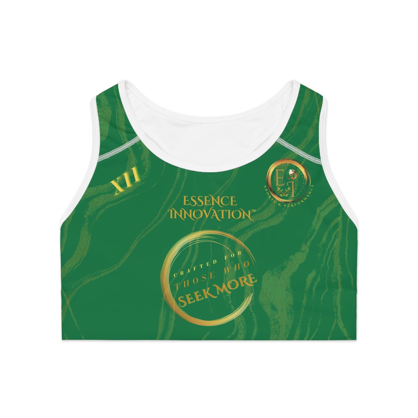 Seek More SBS XII | EI Sports Bra Stripped | Dark Green