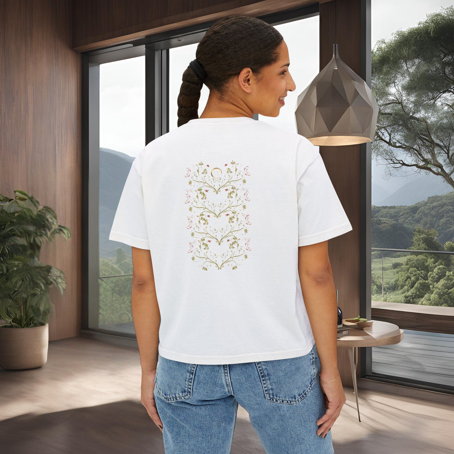 Botanical Crest Crop Tee – Floral Graphic Crop Top