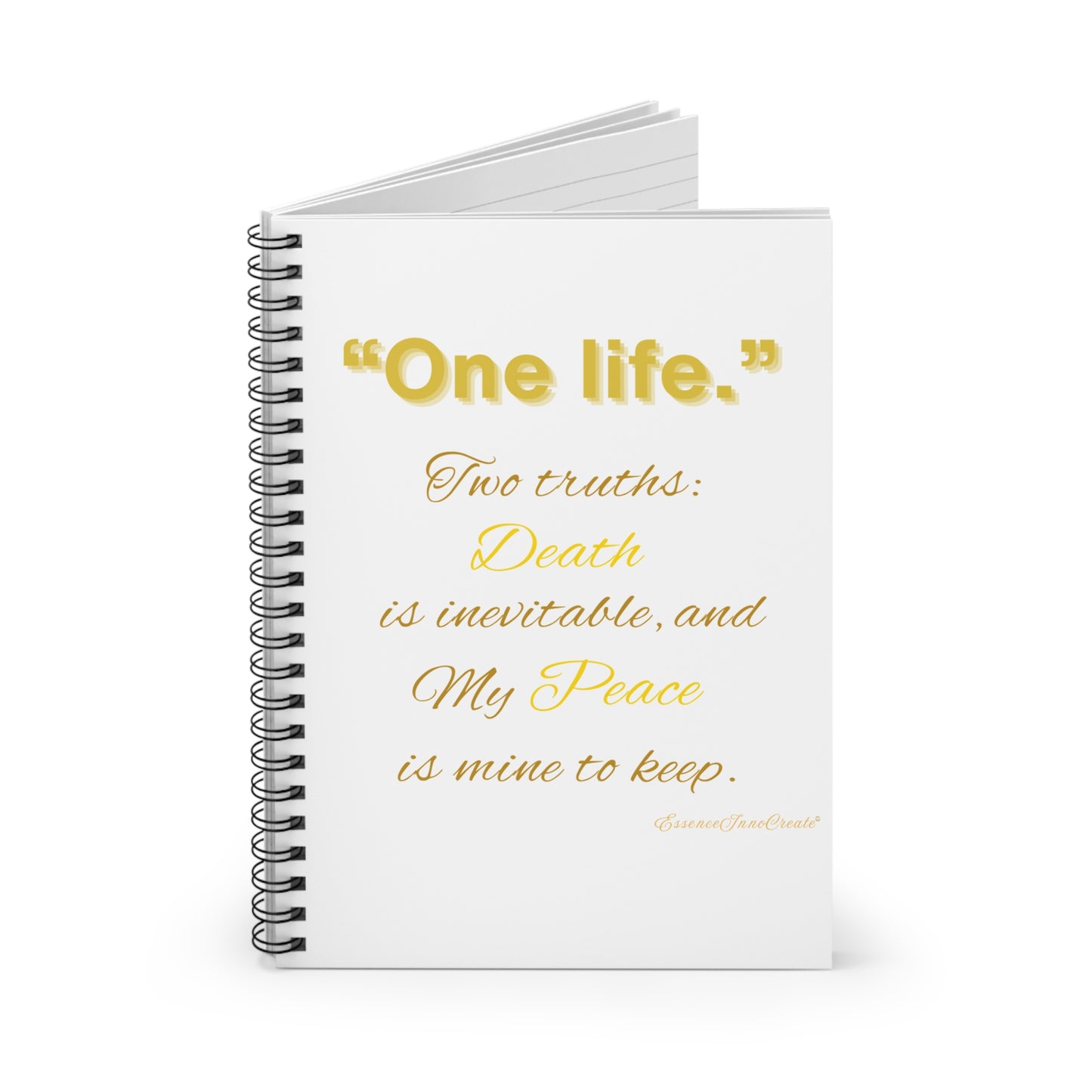 "One life."  Spiral Journal | White with Inspirational Gold Quote
