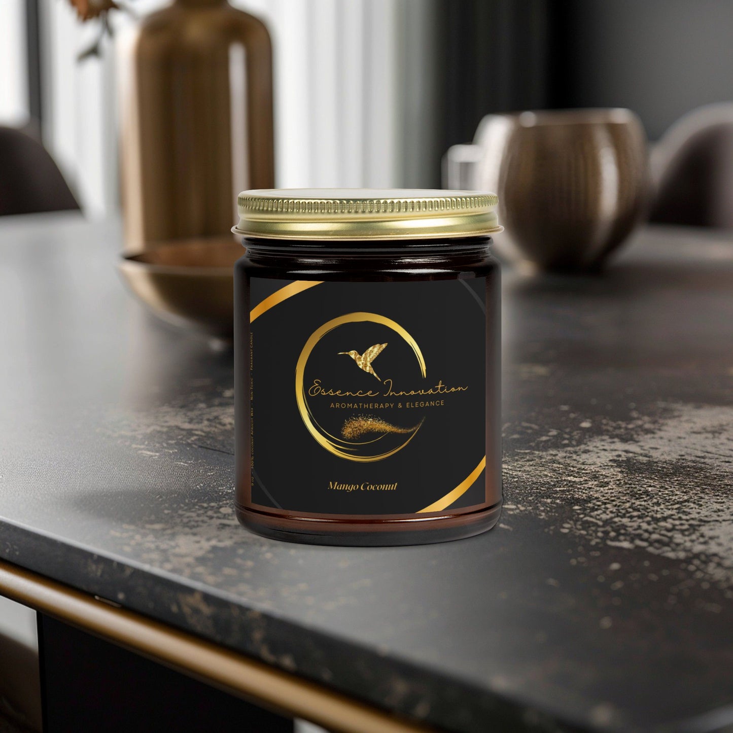 Aura Lux Gold Collection | Mango Coconut Scented Candle | 4oz, 9oz