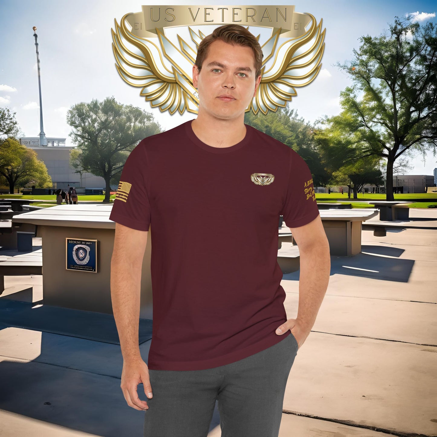 Essence Maroon Veteran Tee – Bold Patriotic T-Shirt