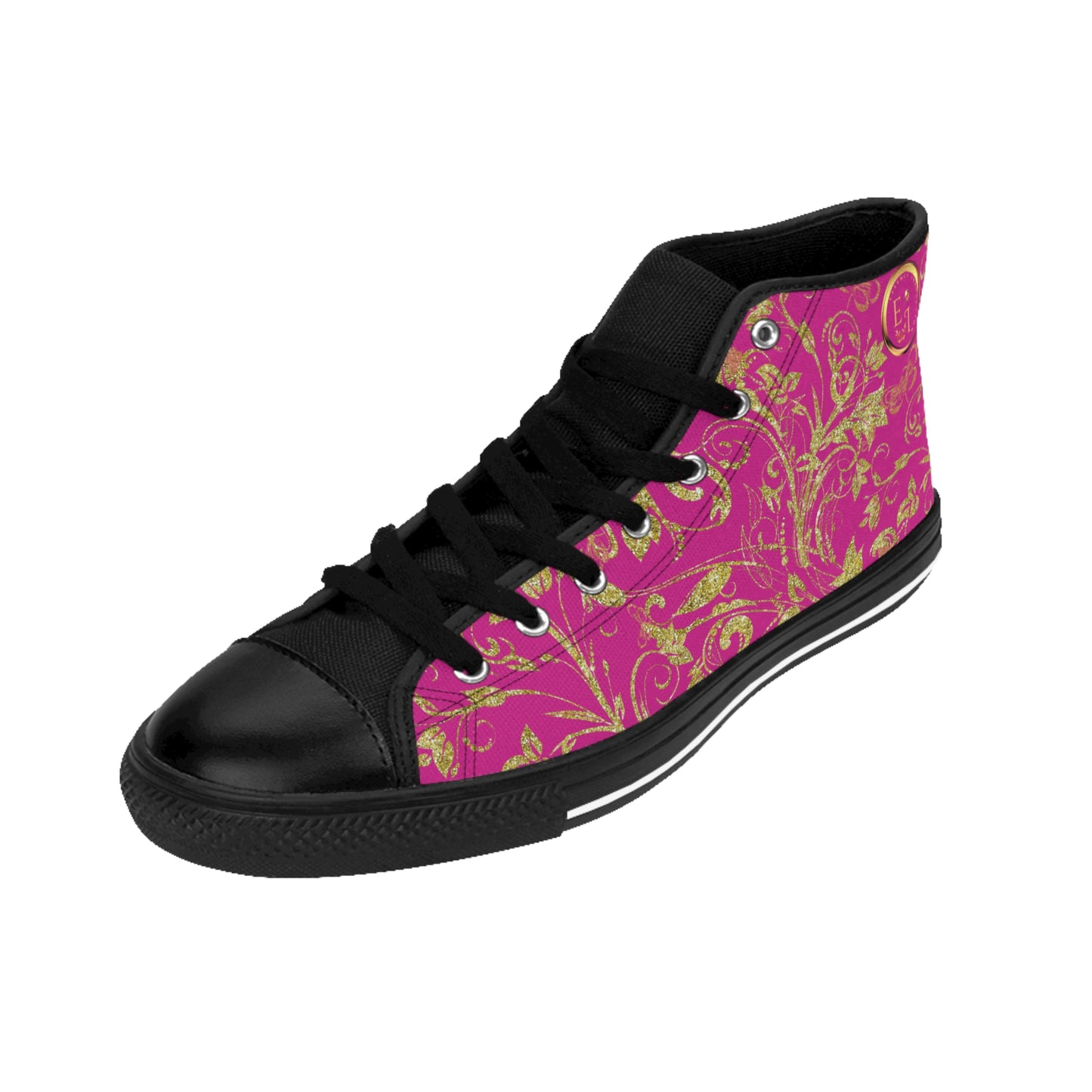 Bohemian Butterfly | Pink | Black Sole HighTop Sneakers