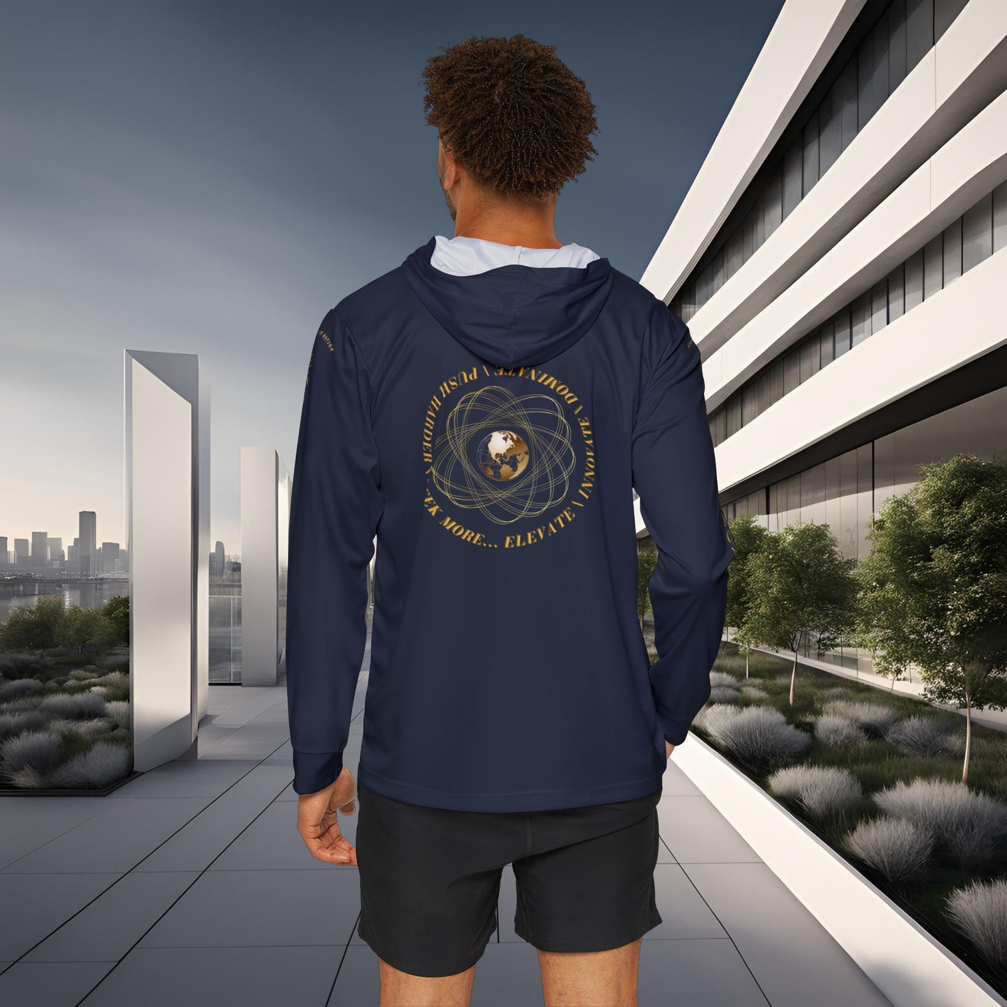 Essence Innovation Seek More hoodie in city setting