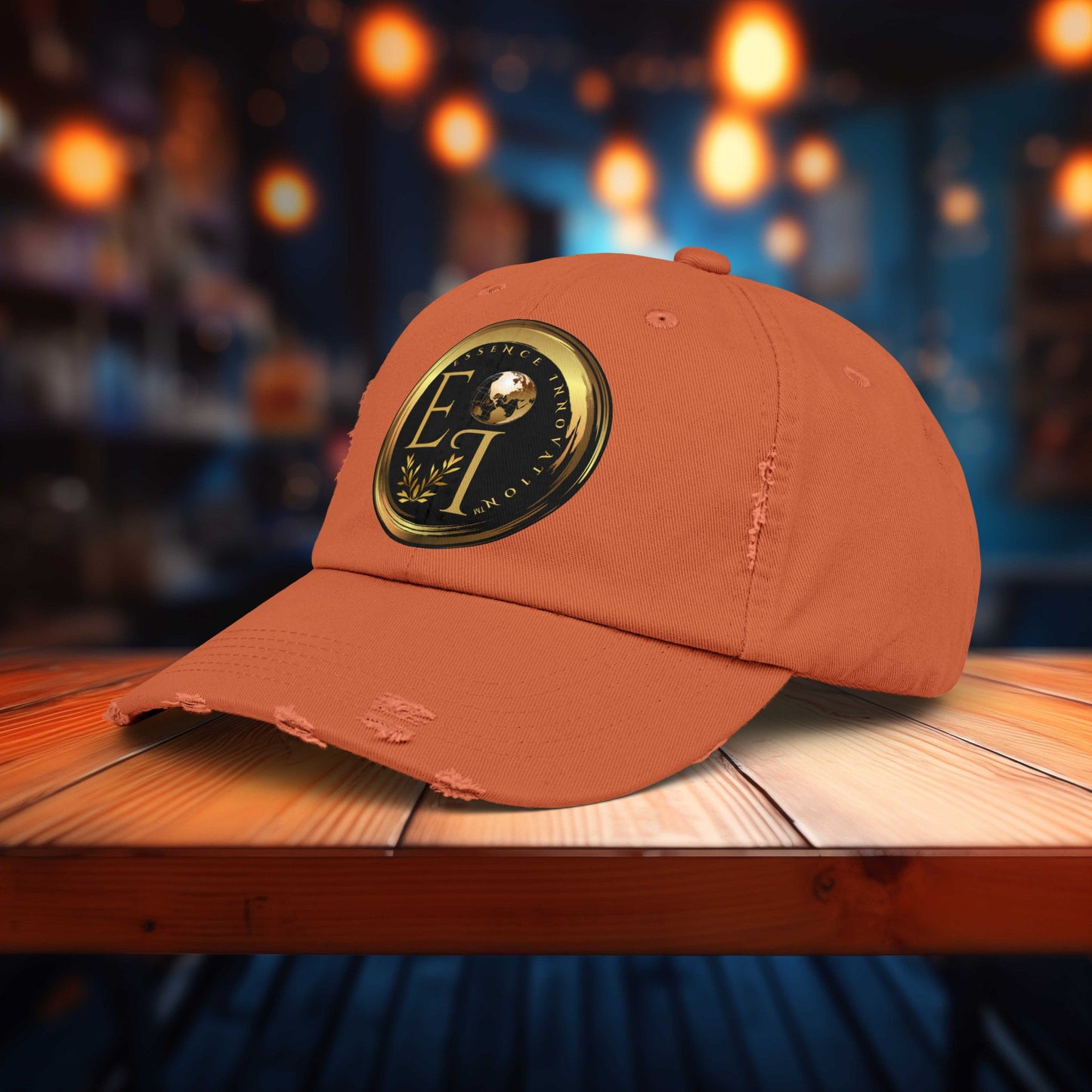 Essence Innovation Burnt Orange Distressed Cap – EI Logo Edition