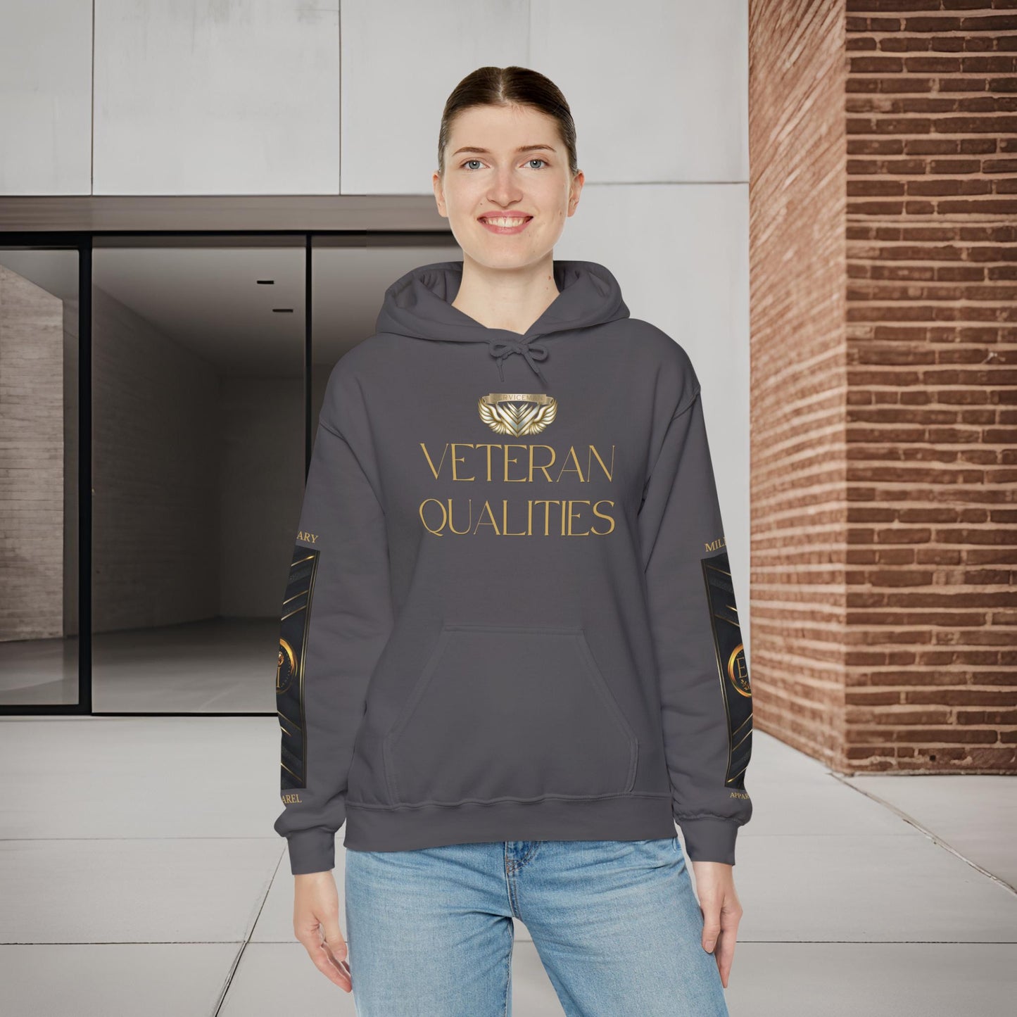 Veteran Qualities Serviceman Two | Charcoal Hoodie | Military & Service Tribute