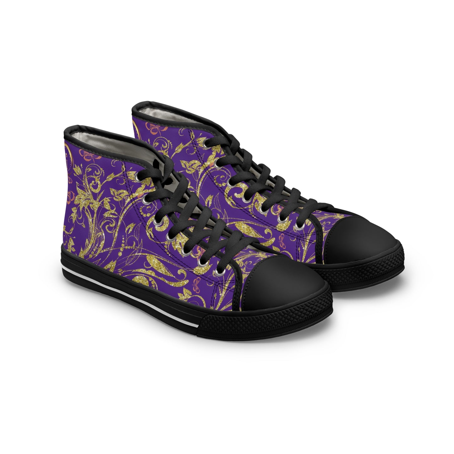 Bohemian Butterfly Heart | Purple | Black Sole HighTop Sneakers
