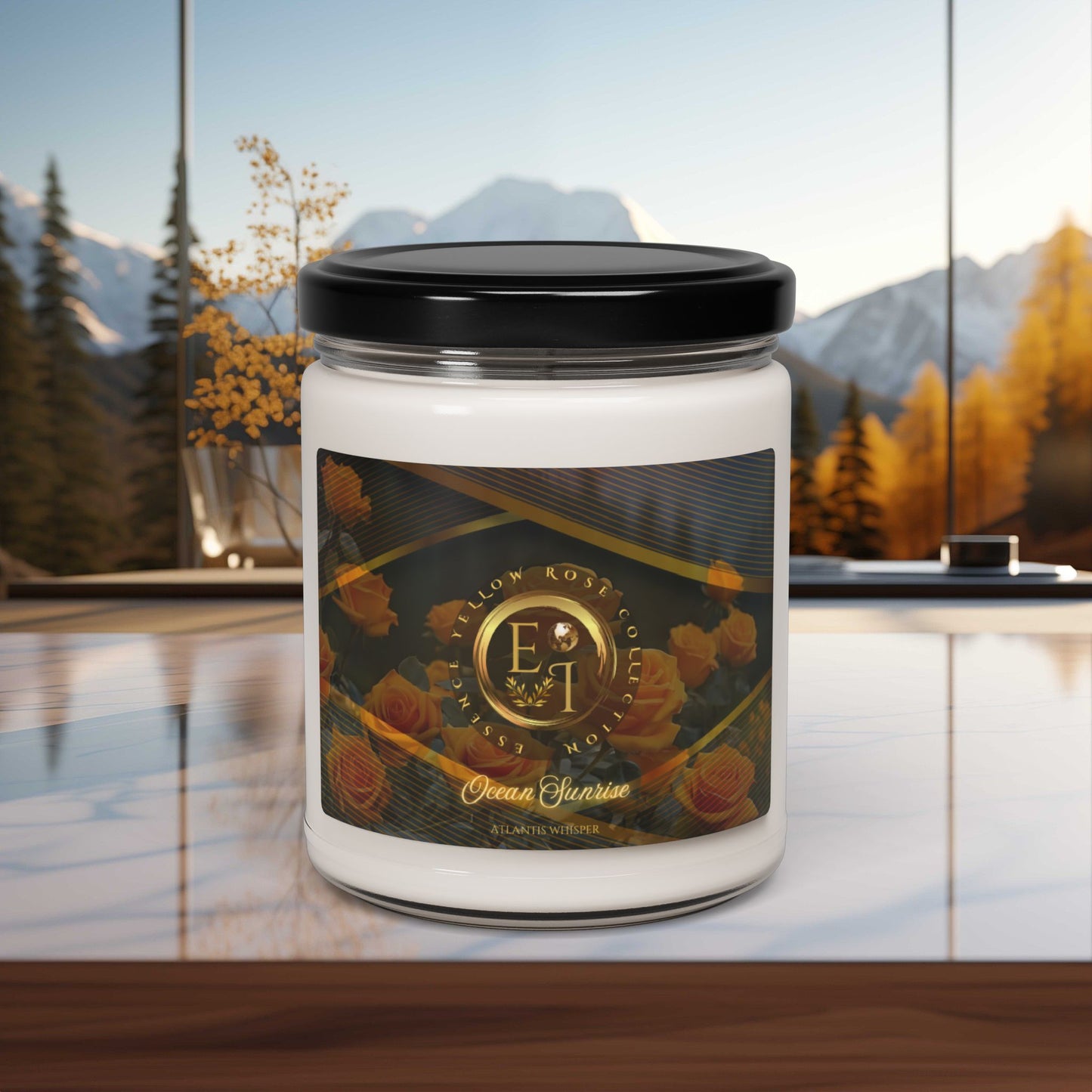 Yellow Rose Ocean Sunrise | Atlantis Whisper | Scented Soy Candle | 9oz
