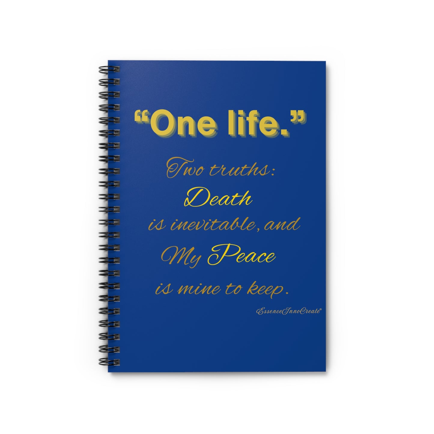 "One life."  Spiral Journal | Blue with Inspirational Gold Quote