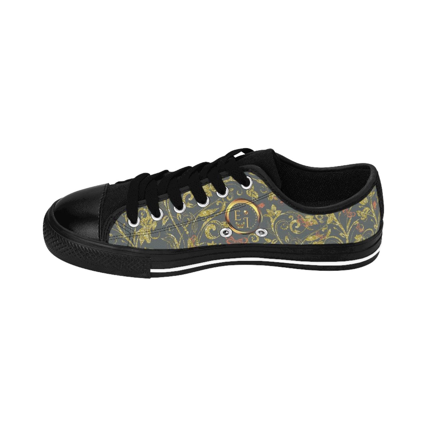 Bohemian Butterfly Lowtops VIII | Black Sole | Dark Grey
