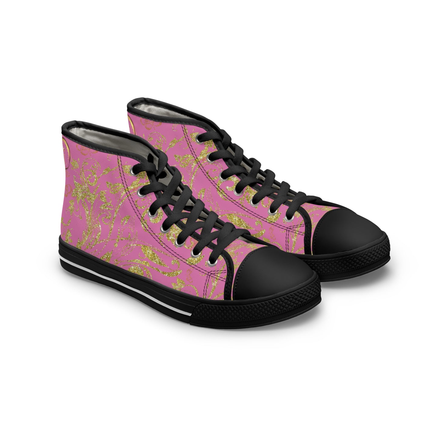 Bohemian Butterfly Heart | Light Pink | Black Sole HighTop Sneakers