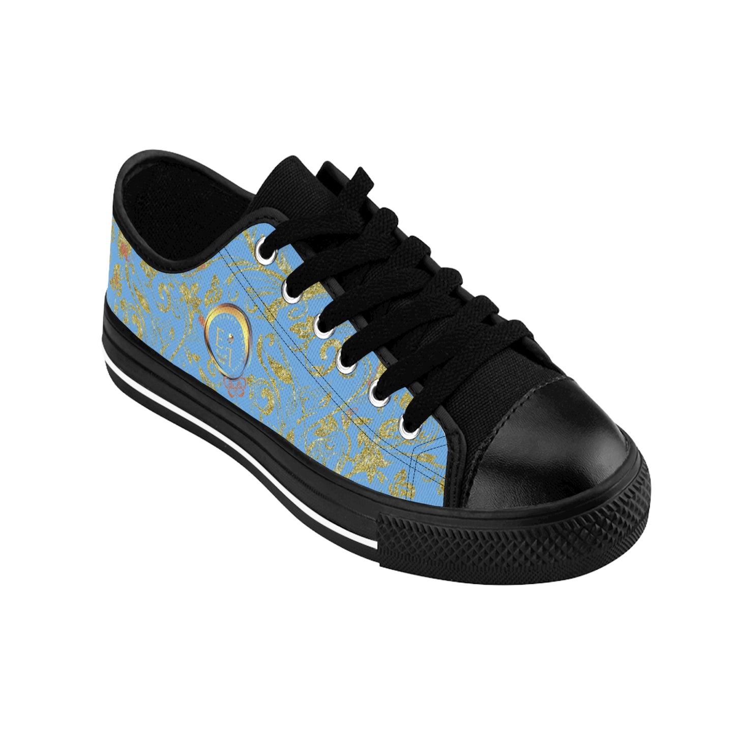 Bohemian Butterfly | Light Blue | Black Sole LowTop Sneakers