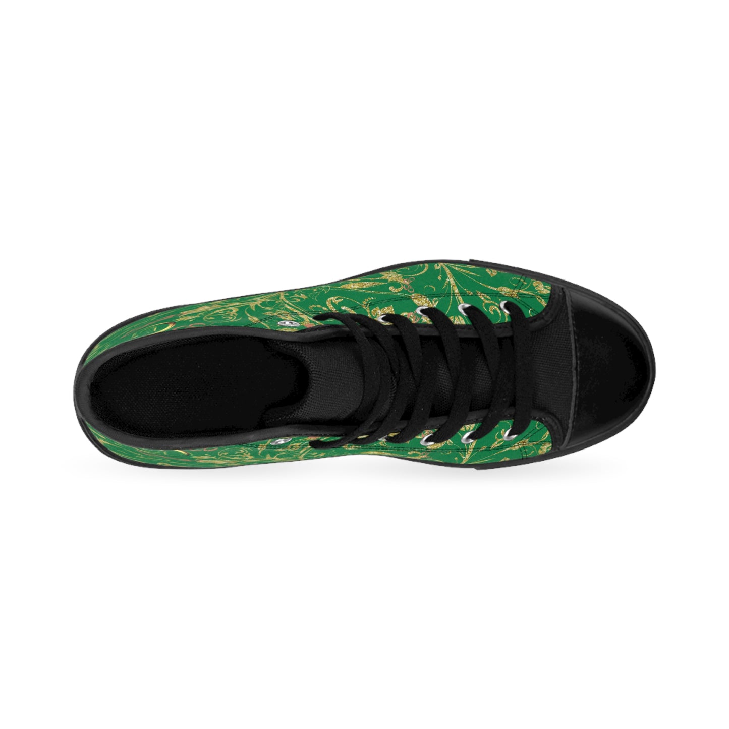 Bohemian Butterfly | Green | Black Sole HighTop Sneakers