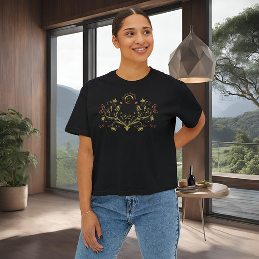 Botanical Crest Crop Tee – Floral Graphic Crop Top