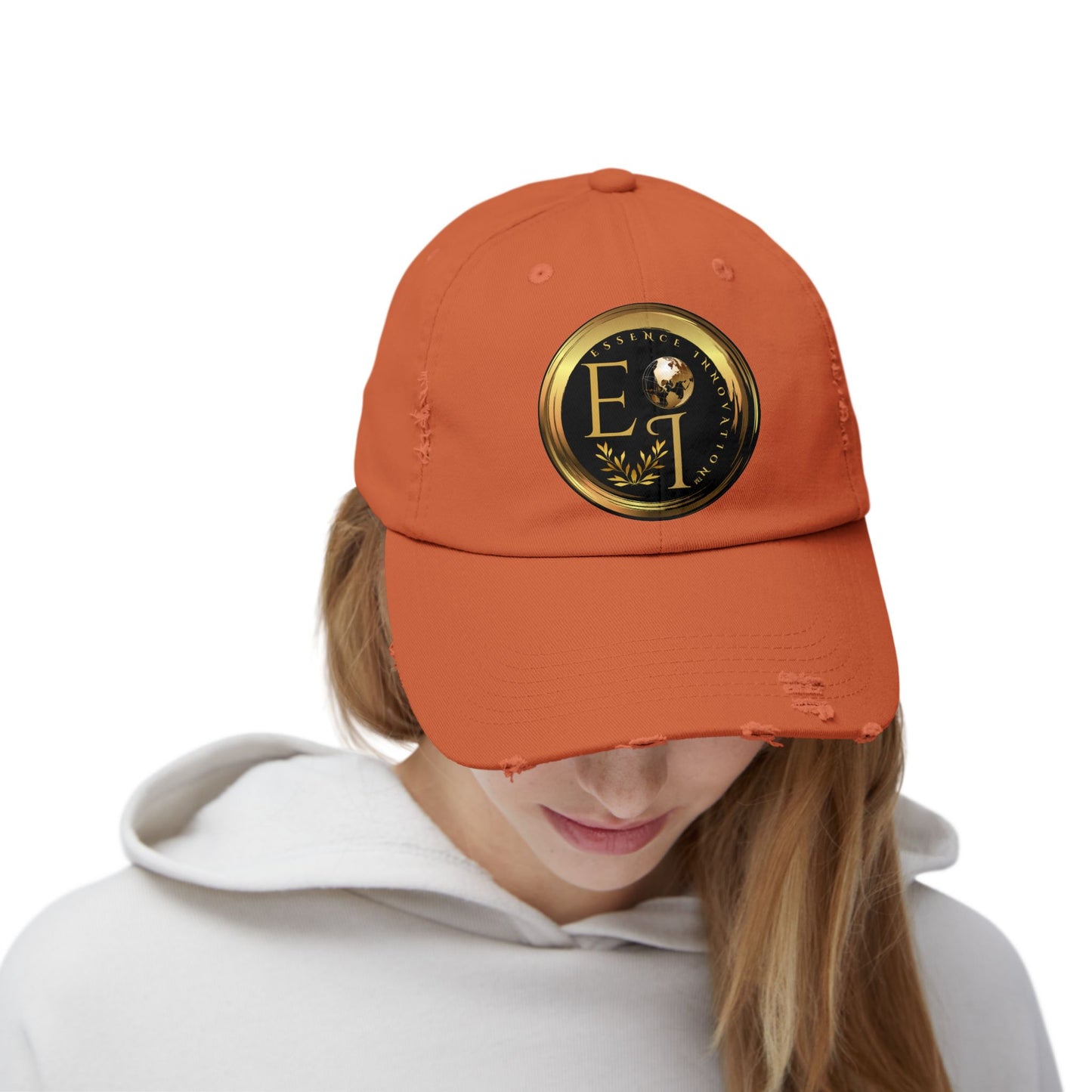 Essence Innovation Burnt Orange Distressed Cap – EI Logo Edition