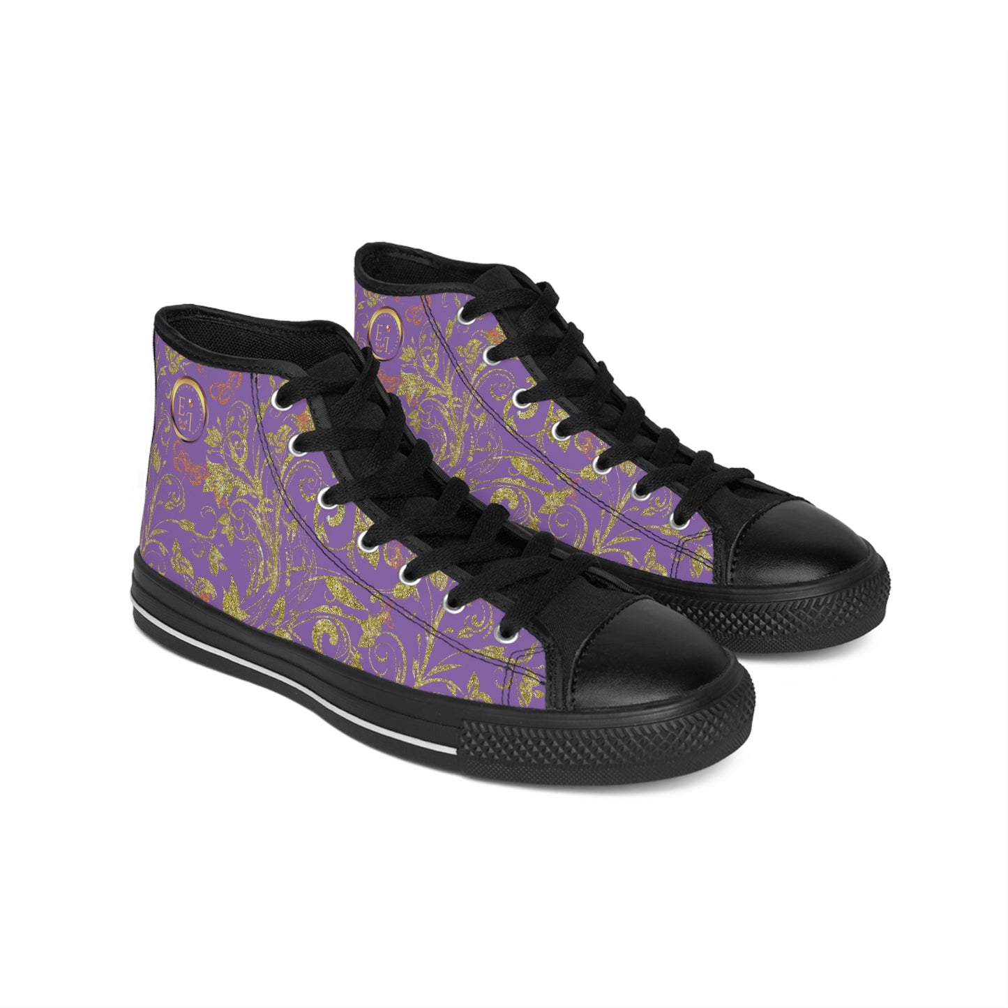 Bohemian Butterfly | Light Purple | Black Sole HighTop Sneakers